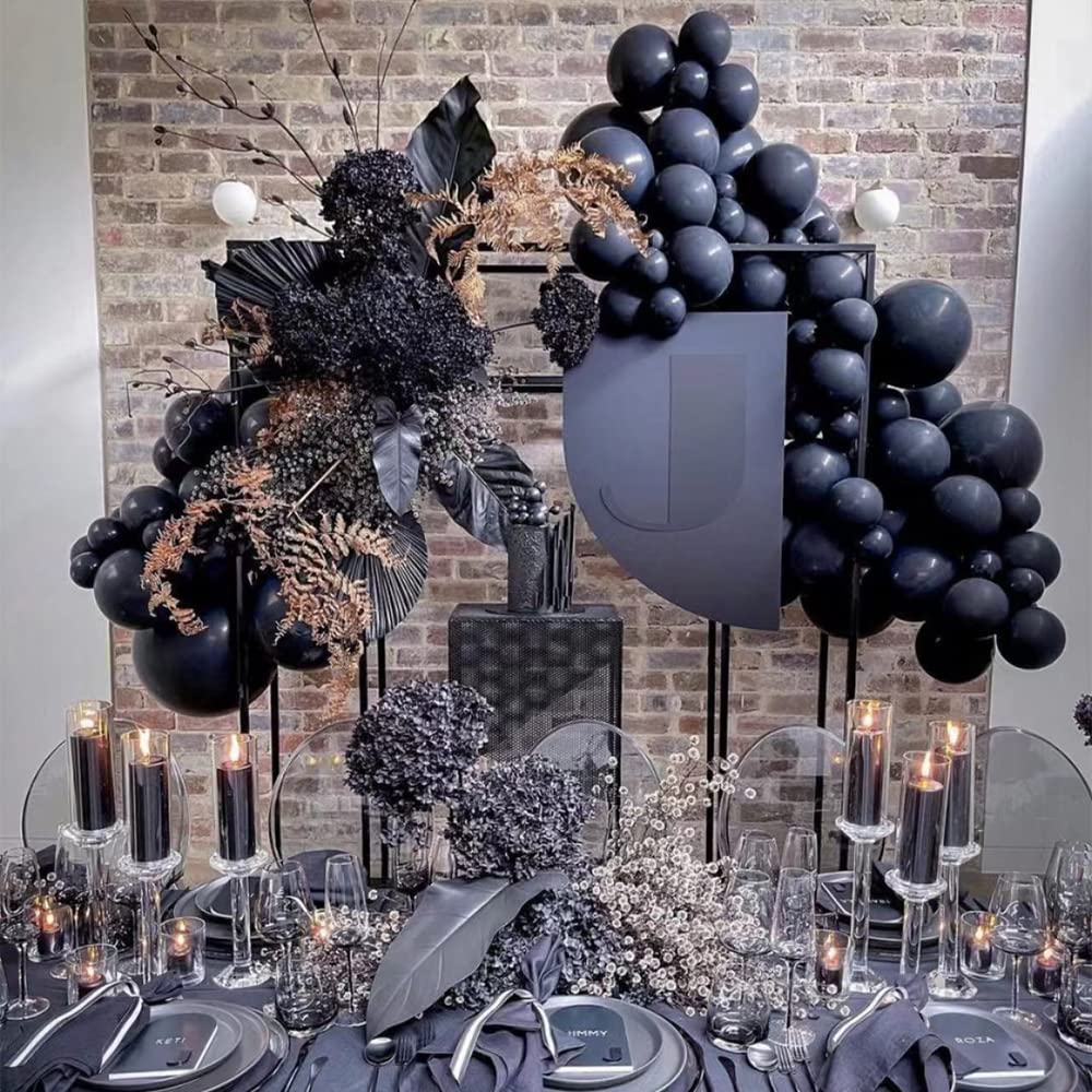 80pcs Black Balloons Kit - 12 Inch & 5 Inch Latex Balloons with Strings for Decorations | Perfect for Black Theme Weddings, Birthday Parties, Graduations, New Year & Engagement Celebrations | Create Stunning Balloon Garlands & Photo Backdrops