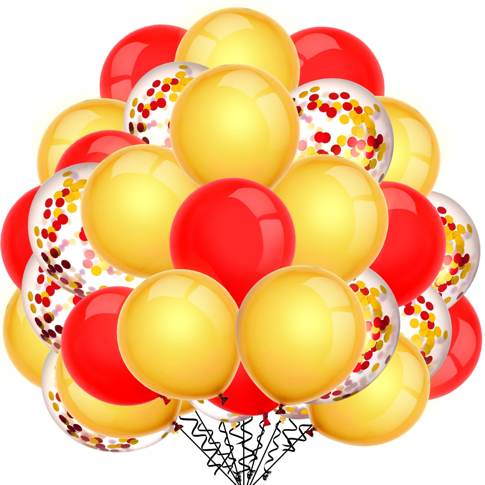TecUnite 80 Pcs Red Gold Confetti Balloons 12 Inch - Wedding, Baby Shower, Birthday Party Decorations - Perfect for Party Arches, Backdrops & Event Decor