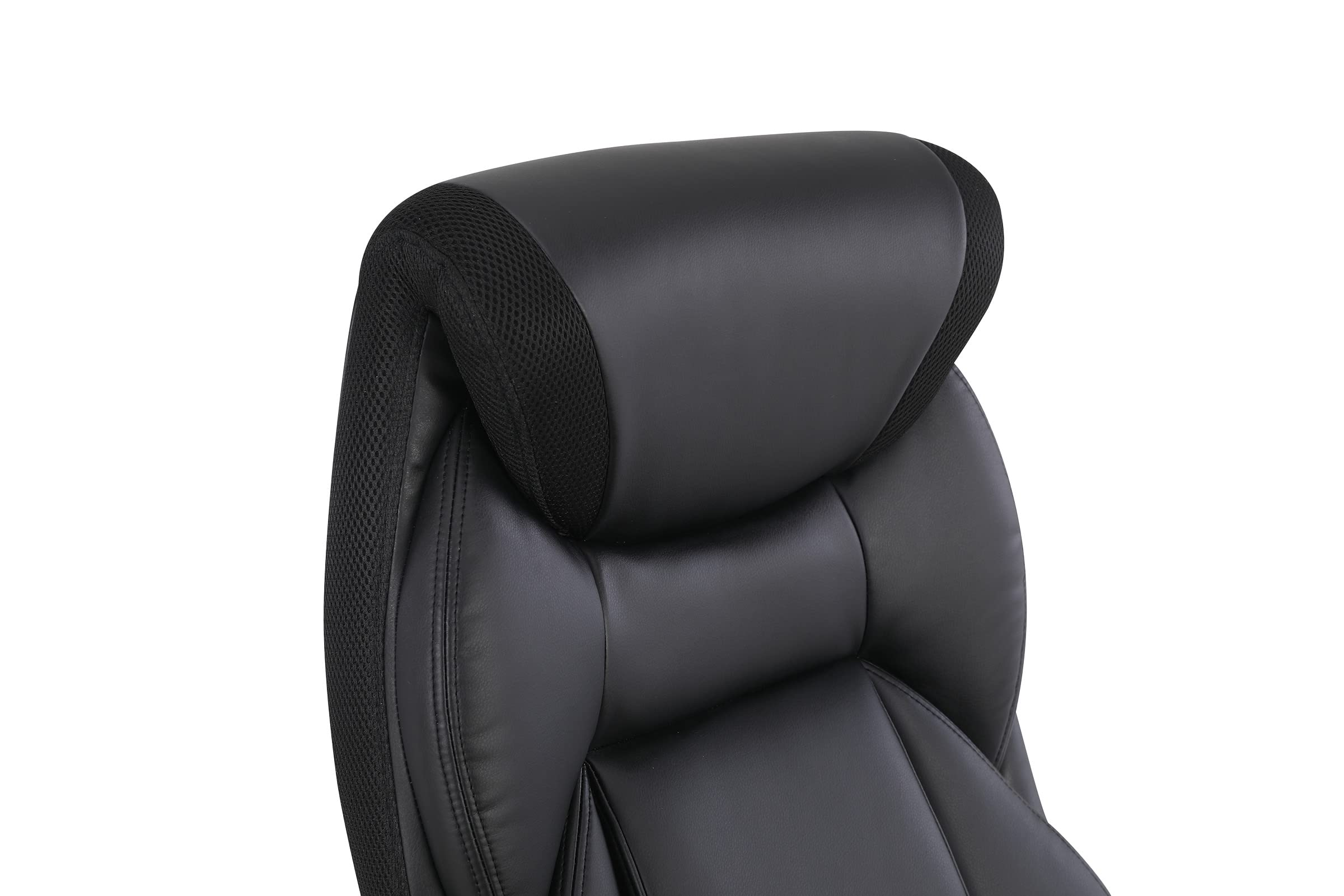 Office Star ECH Series Executive Bonded Leather Office Chair with Lumbar Support & Adjustable Arms - Black with Silver Base | Ergonomic Desk Chair for Home Office, Gaming & Workspace Comfort