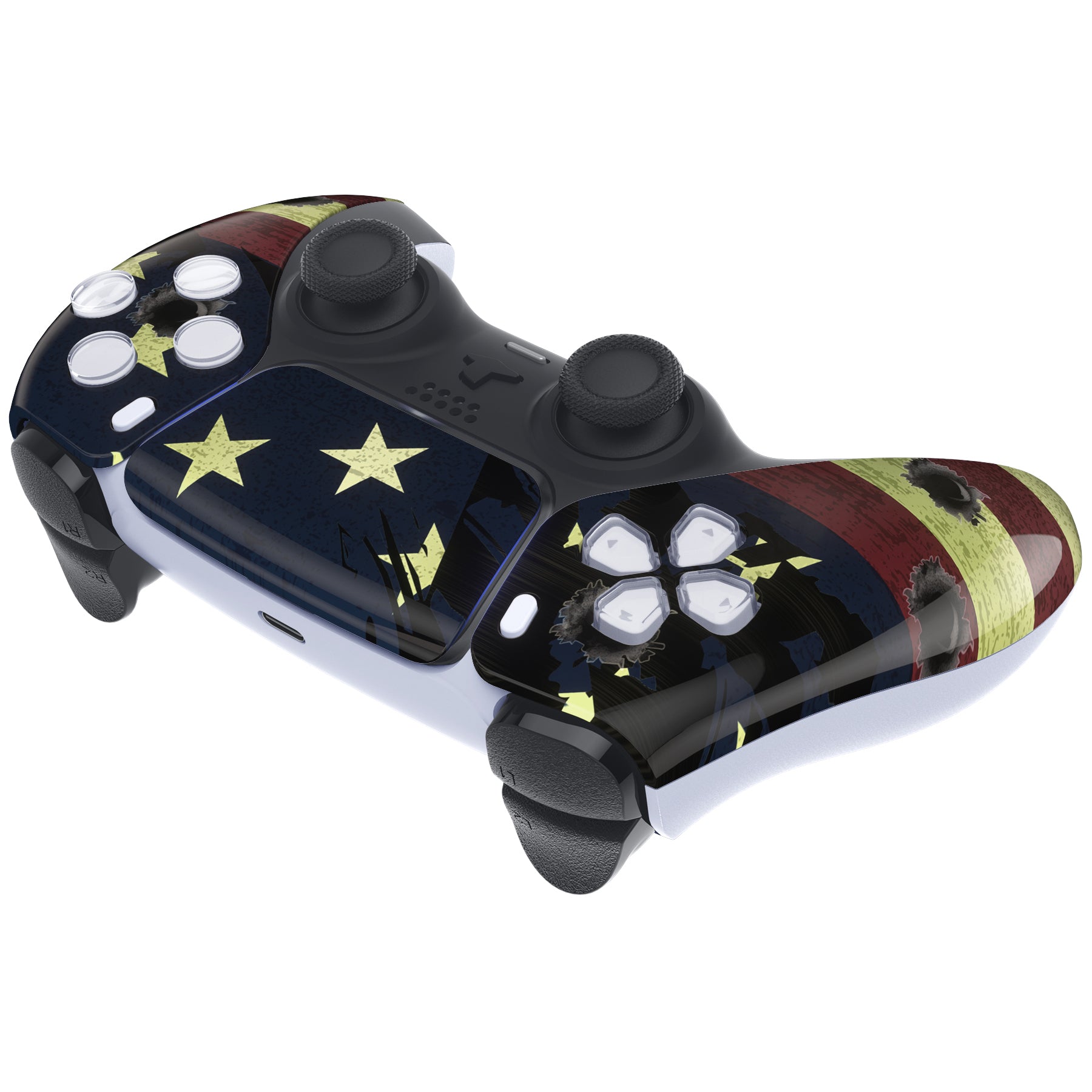 eXtremeRate US Flag Themed PS5 Controller Shell - DIY Replacement Front Housing & Touchpad Cover Compatible with BDM-010/020/030/040/050 Models (ZPFT1014G3) - Perfect for Gaming Enthusiasts & Patriotic Decor