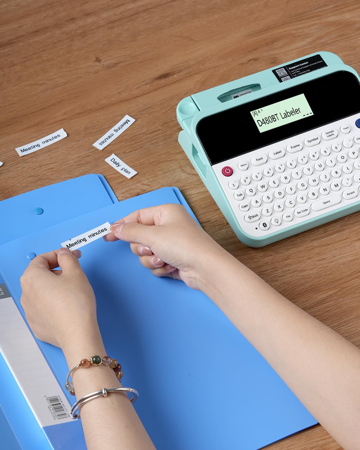 D480BT Bluetooth Label Maker Machine with Tape - QWERTY Keyboard Label Printer with Backlit LCD Screen | Up to 3/4