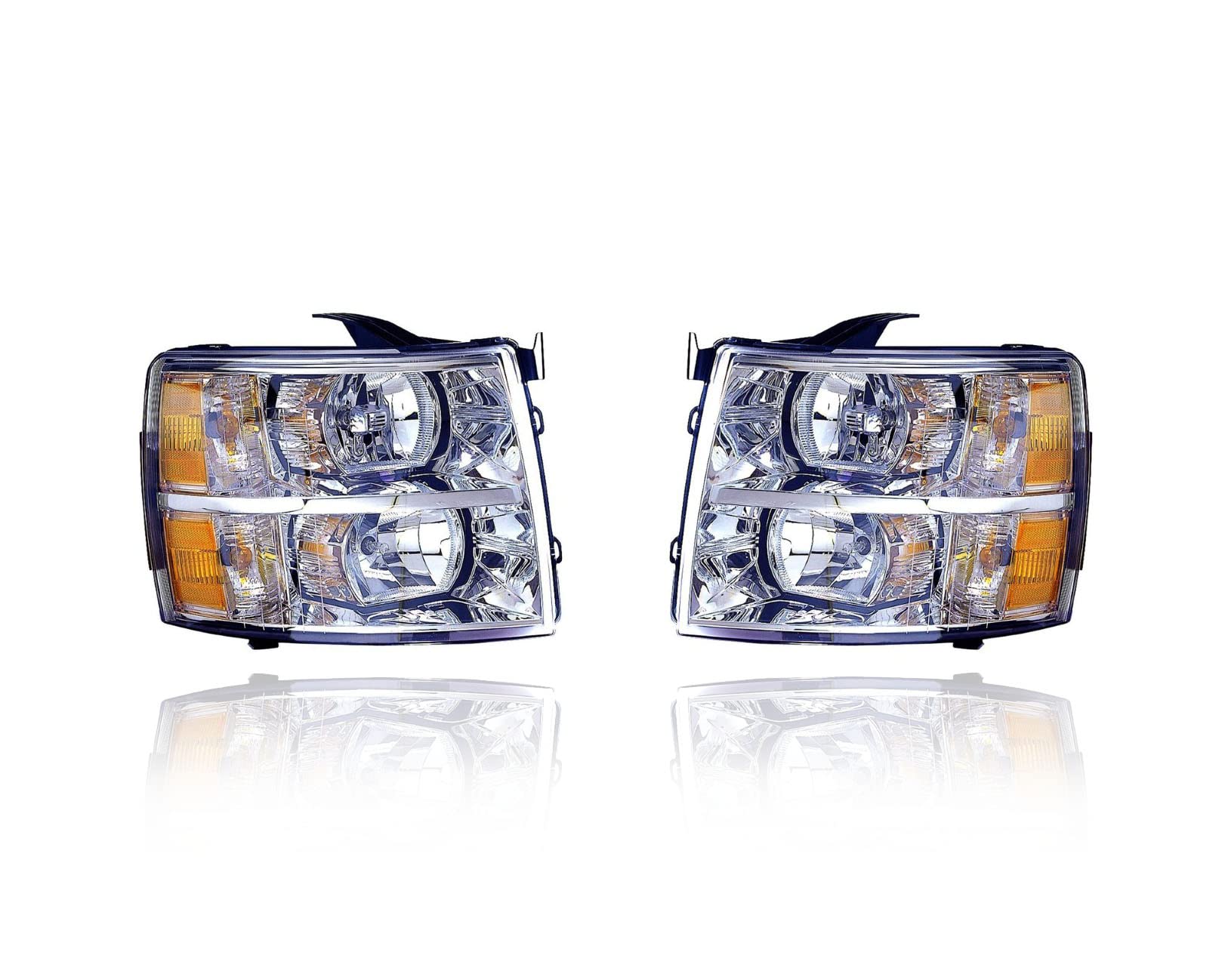 Eagle Eye Headlight Assembly Replacement for 2007-2013 Chevrolet Silverado 1500/2500/3500 - Driver & Passenger Side Set (Part# 22853028) - Durable Halogen Headlights for Night Driving & Off-Road Use