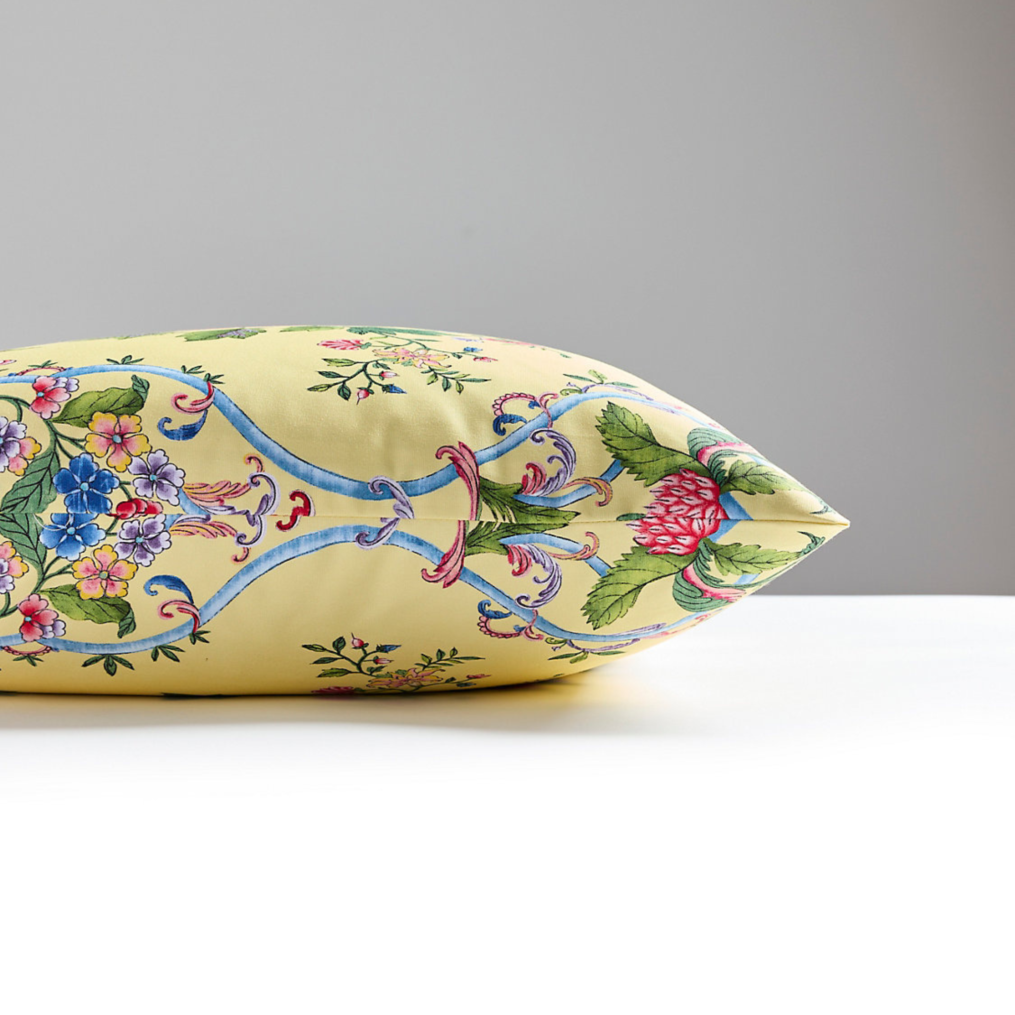 Butter Blue Camellia Trellis Decorative Throw Pillow Cover - Floral Home Decor for Sofa, Bedroom & Living Room