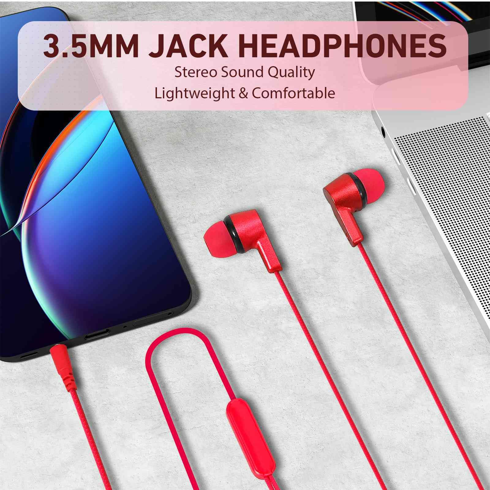 UrbanX R2 Wired in-Ear Headphones with Microphone - Compatible with vivo V5 Plus & Smartphones | Tangle-Free Cord, Noise Isolating Earphones, Deep Bass Sound, Soft Silicone Earbud Tips | Perfect for Commuting, Workouts & Gaming