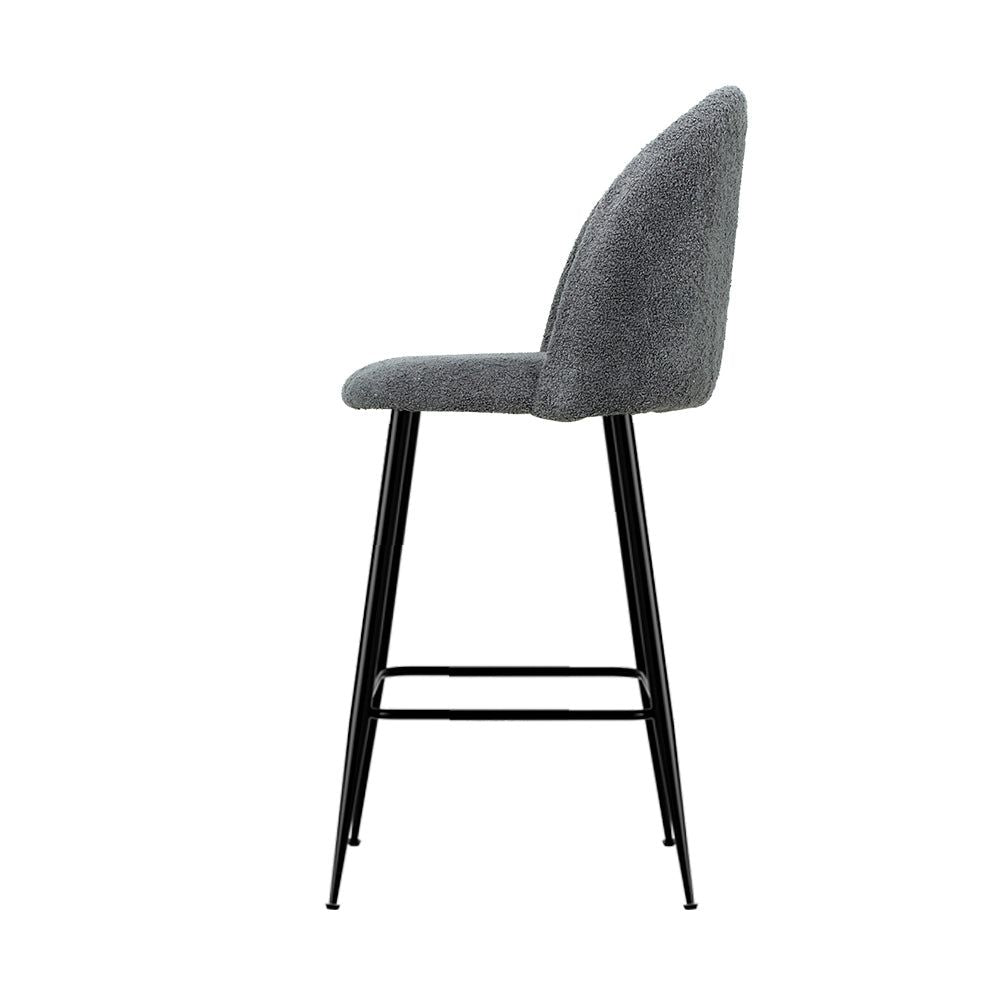 2-Pack Metal Bar Stools with Sherpa Upholstery - Counter Height Kitchen Stools for Dining, Breakfast Nook & Home Bar Use