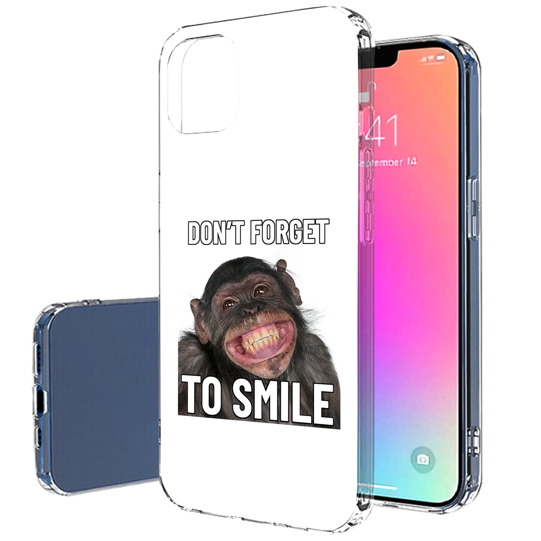 Funny Meme Smile Print Slim Thin TPU Gel Case for Apple iPhone 13 | Lightweight, Flexible & Anti-Scratch Phone Cover | Printed in USA | Perfect for Daily Use, Office & Travel Protection