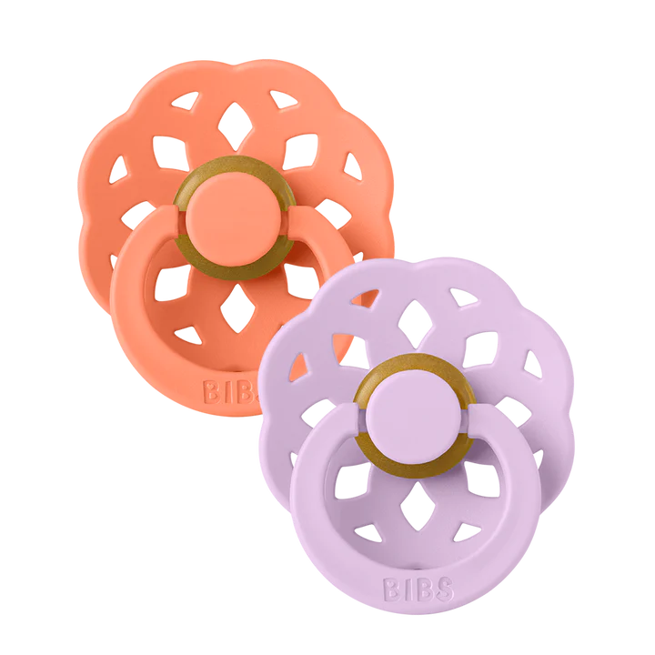 BIBS Round Latex Pacifiers Twin Pack - Natural Rubber Baby Soothers for Newborns & Infants | Perfect for Daytime Comfort & Nighttime Sleep | Bohème Collection