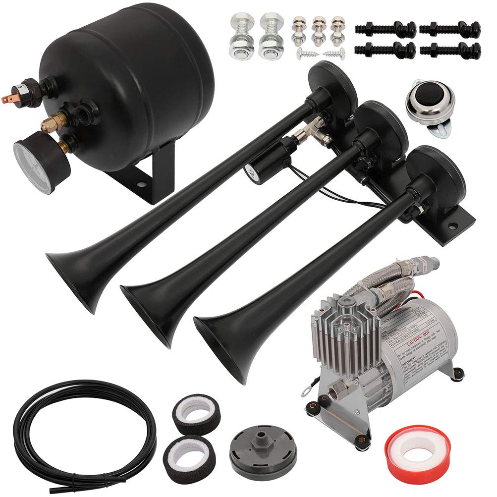 ECCPP 12V 3 Trumpet Air Horn Kit with 150PSI Air Compressor & 0.5Gal Tank - Loud Train Horn for Trucks, Cars, Boats, RVs - Perfect for Emergency Alerts & Vehicle Safety