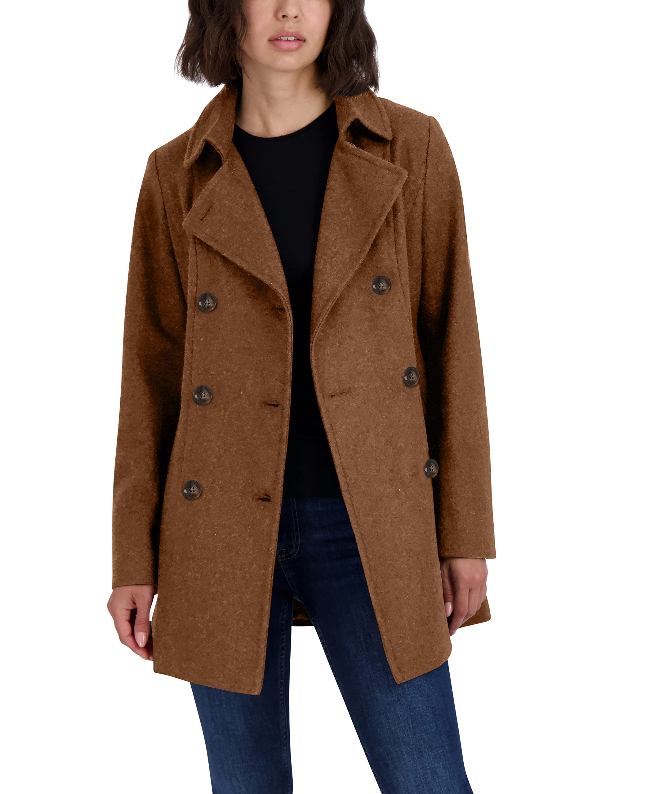 Nautica Women's Wool Blend Double Breasted Peacoat - Warm Winter Coat for Cold Weather | Stylish Outerwear for Work, Travel & Everyday Wear