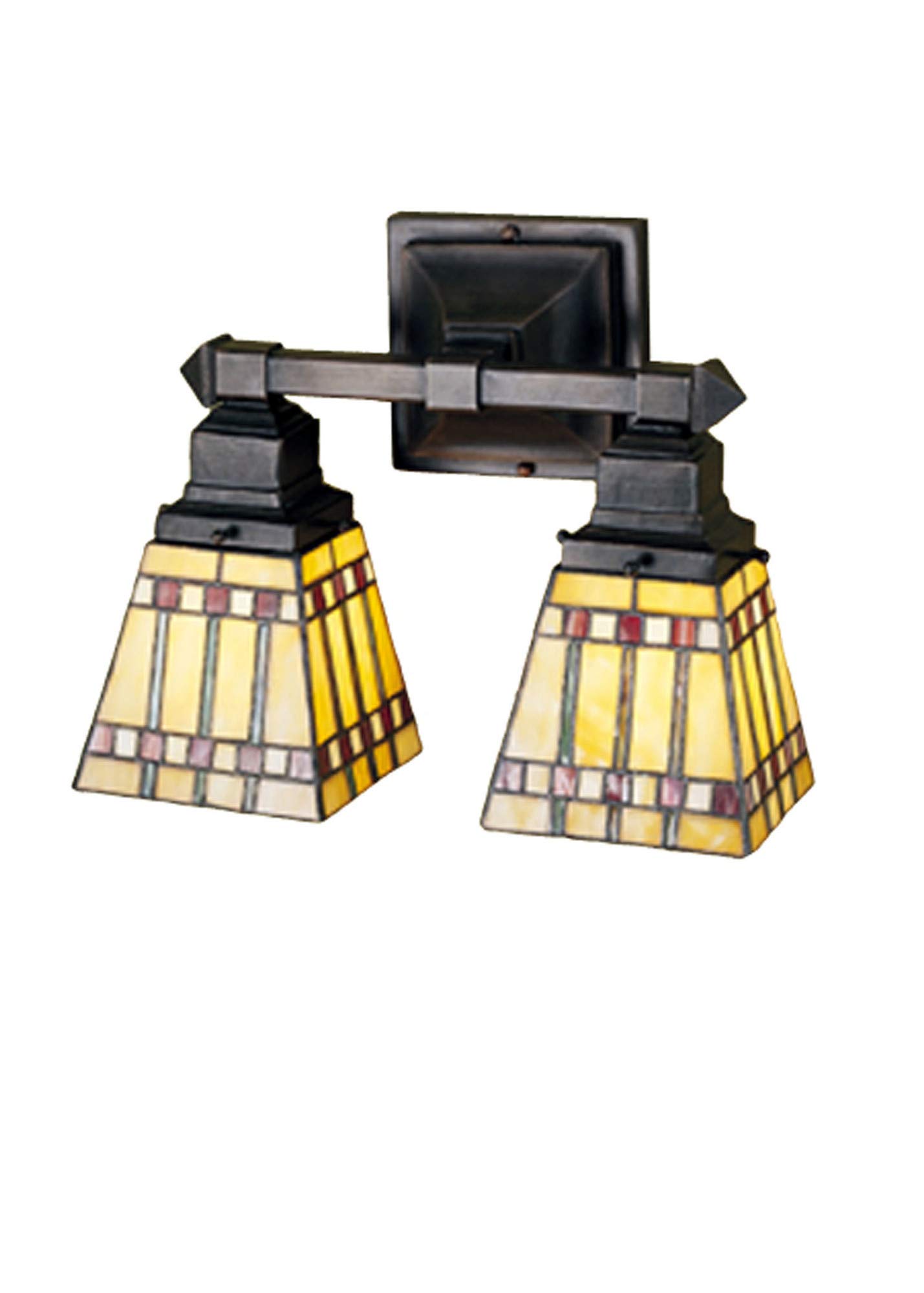 Meyda Tiffany 24278 Prairie Corn Collection Bronze/Dark Finish Two Light Wall Sconce - 24 Inch Rustic Tiffany/Mica Stained Glass Fixture for Bedroom, Living Room, or Hallway Lighting Decor