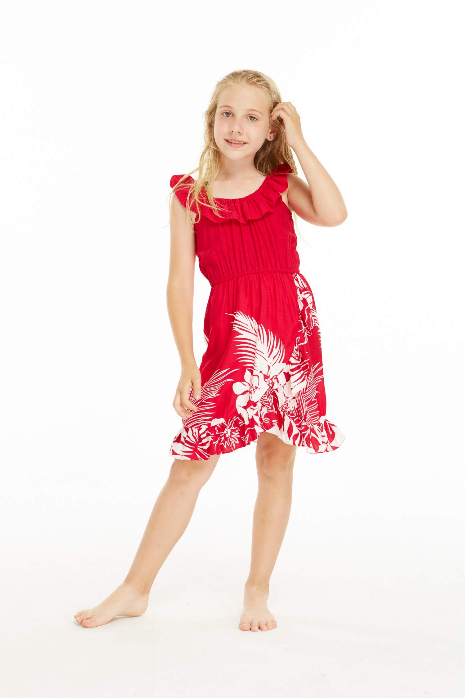 Girl's Ruffle Wrap Hawaiian Luau Dress - Beach Party & Vacation Wear
