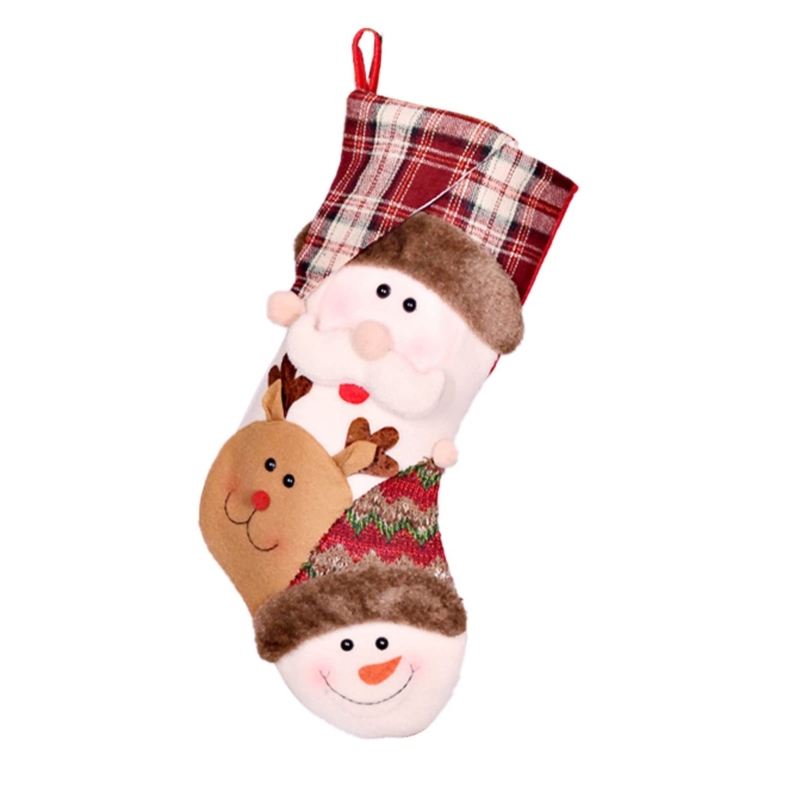 Plaid Christmas Stocking Pendants - Extra Large Holiday Decorations for Christmas Tree, Fireplace & Festive Home Décor | Perfect for Gifts, Parties & Seasonal Celebrations