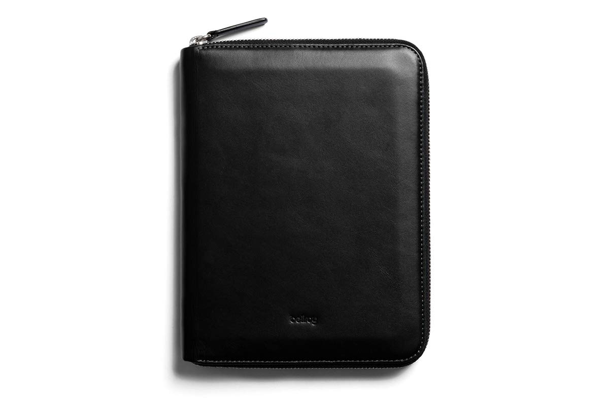 Bellroy Work Folio A5 - Premium Leather Portfolio with Zipper Closure | Organizer for A5 Notebooks, Pens, Phone & Cards | Professional Business Document Holder for Office & Travel - Black