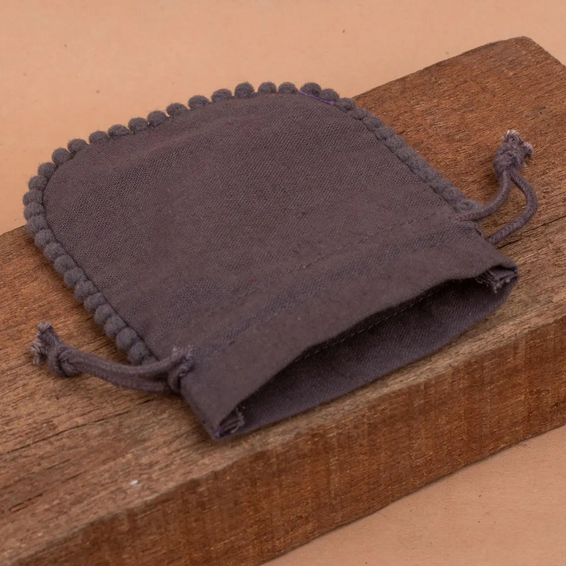 Handmade 100% Charcoal Designer Pouch with Playful Pom Poms - Perfect for Gift Giving, Travel & Makeup Storage