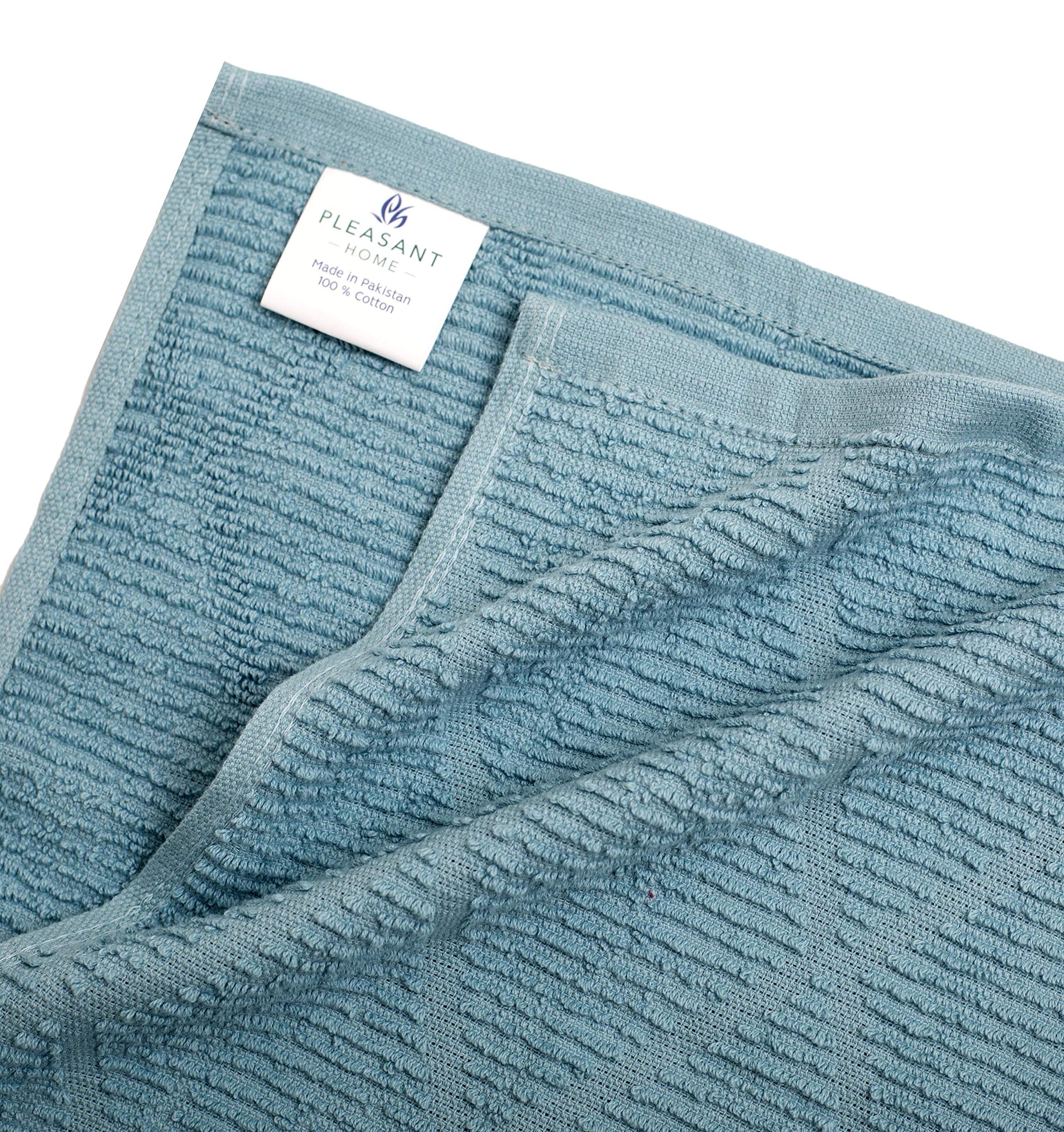 Premium Cotton Kitchen Towels Set (16”x28”, 6 Pack) - Super Absorbent Tea Towels with Ribbed Diamond & Half Designs - High GSM for Quick Drying - Perfect for Dish Drying, Hand Wiping & Counter Cleaning (Aqua Blue)