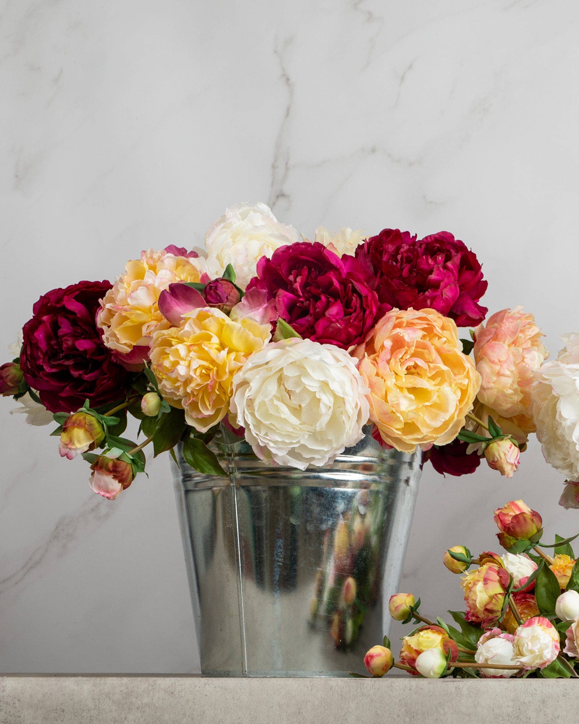 Artificial Pink Peony Flowers - 19.5