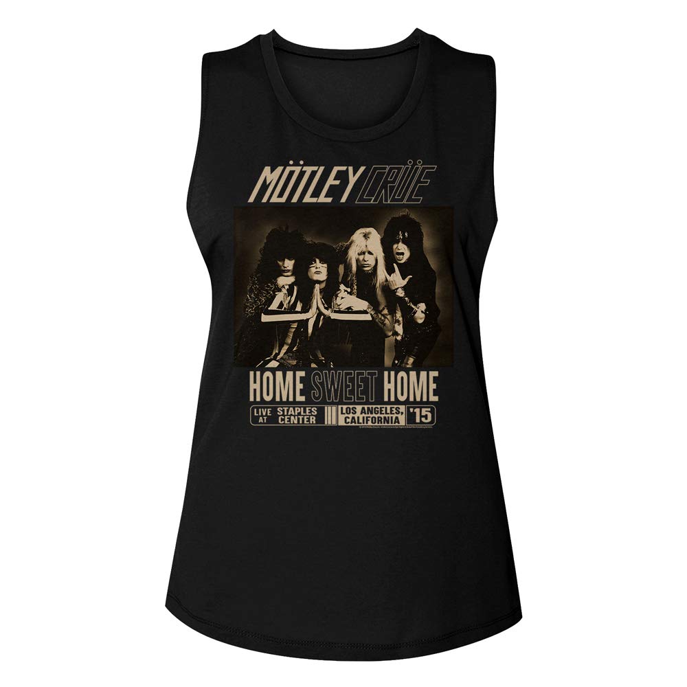 Motley Crue Heavy Metal Rock Band Home Sweet Home Black Ladies Muscle Tank Top - Perfect for Concerts, Parties & Rock Fashion
