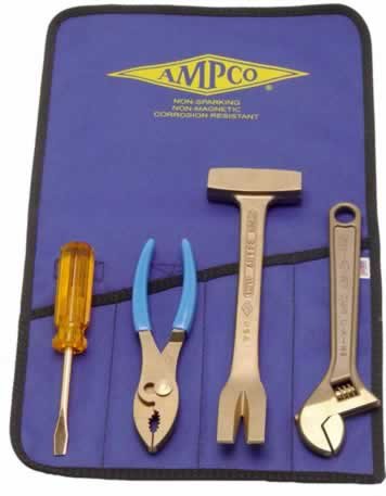 Hazmat Non-Sparking Tool Set - 4 Piece Safety Tool Kit for Explosive Environments | Ideal for Oil Refineries, Chemical Plants & Hazardous Work Areas