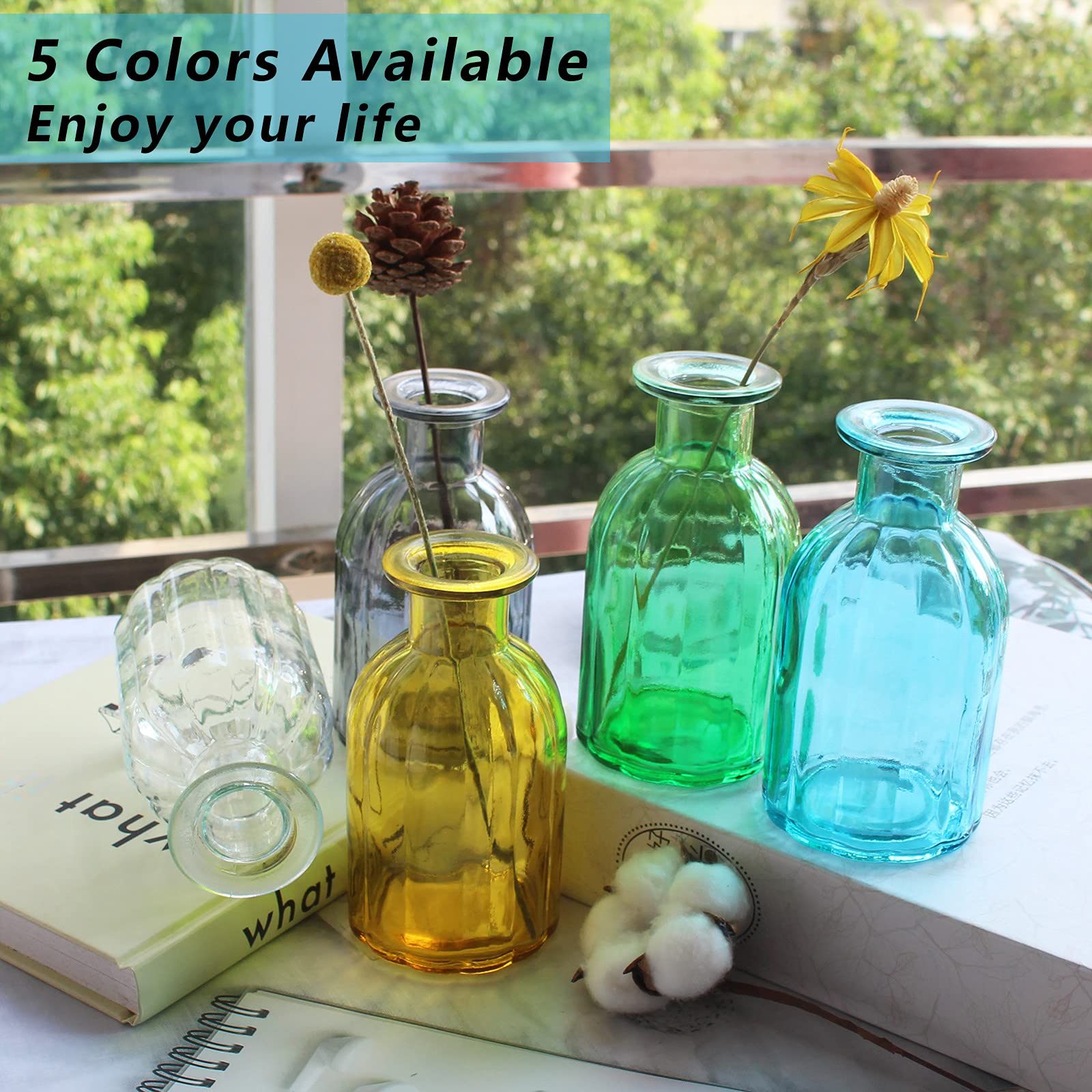 6 Pack Small Clear Glass Bud Vases for Flowers - 2.85