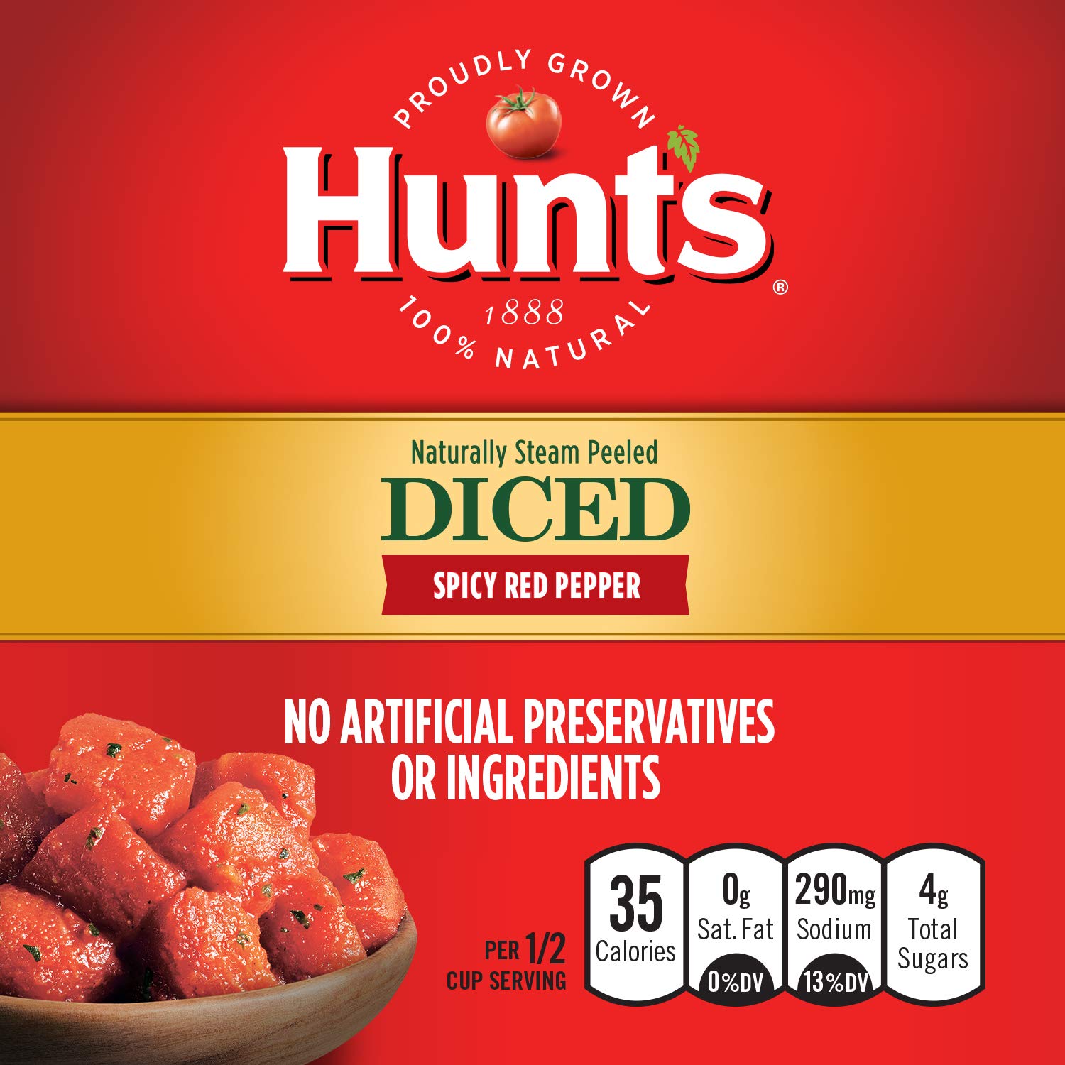 Hunt's Diced Tomatoes with Spicy Red Pepper, 14.5 oz (Pack of 12) | Premium Canned Tomatoes for Chili, Pasta, Soups & Mexican Recipes | Perfect for Cooking, Meal Prep & Pantry Stock