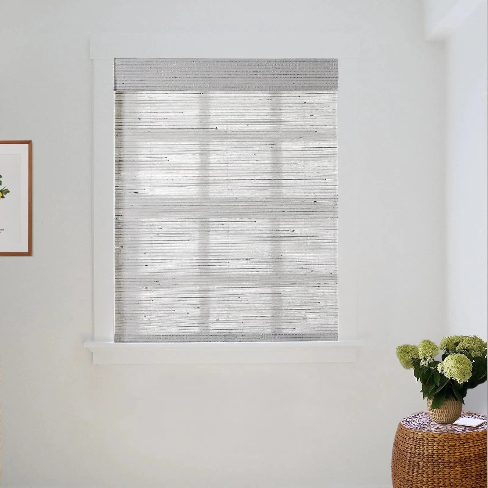Natural Bamboo Woven Window Shade - Birch White | Eco-Friendly Roller Blind for Living Room, Bedroom & Office