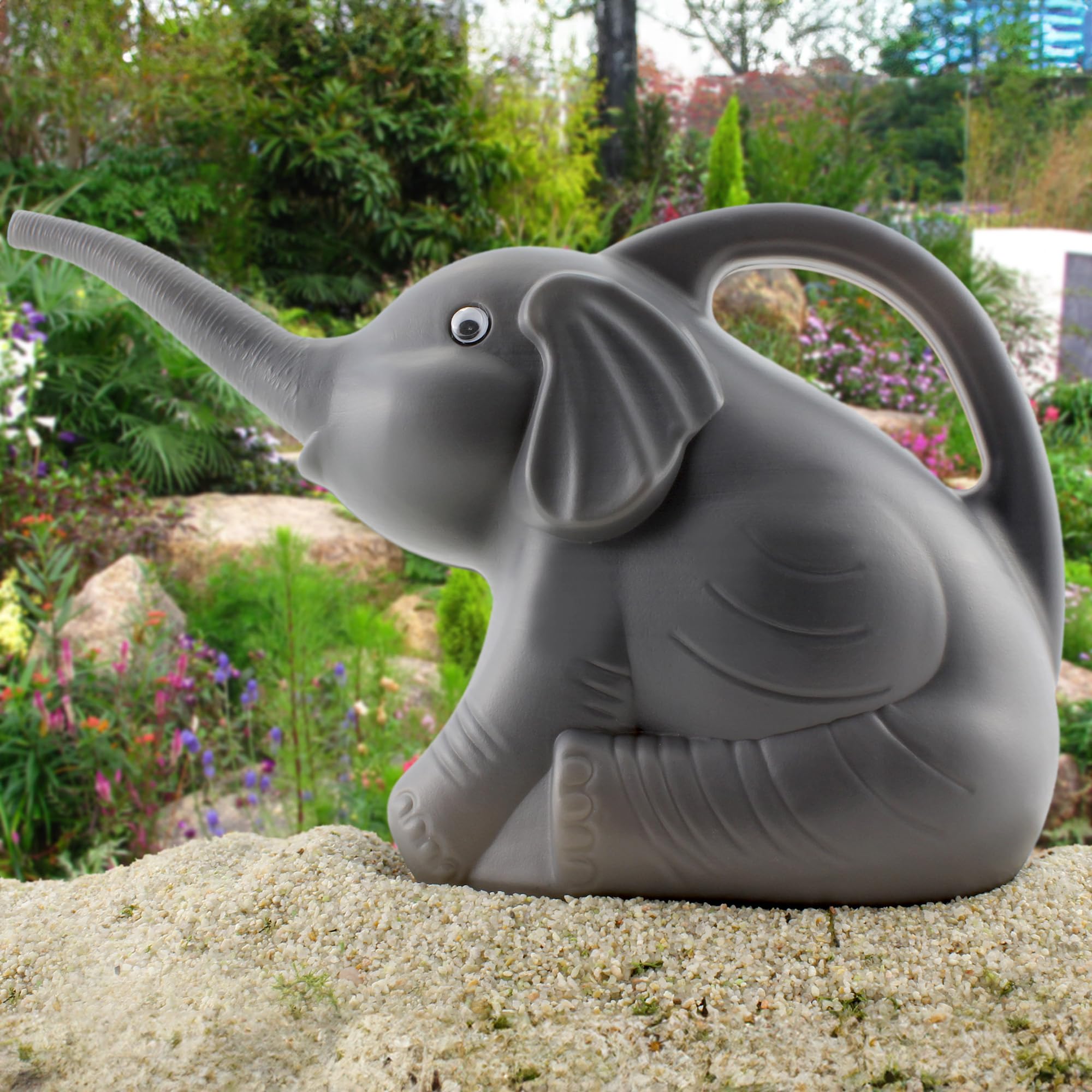 Cornucopia Brands Elephant & Dinosaur Watering Cans Set - 2 Pack Fun Animal Shaped Watering Cans for Kids (Green & Gray) - Perfect for Gardening, Outdoor Play & Educational Activities
