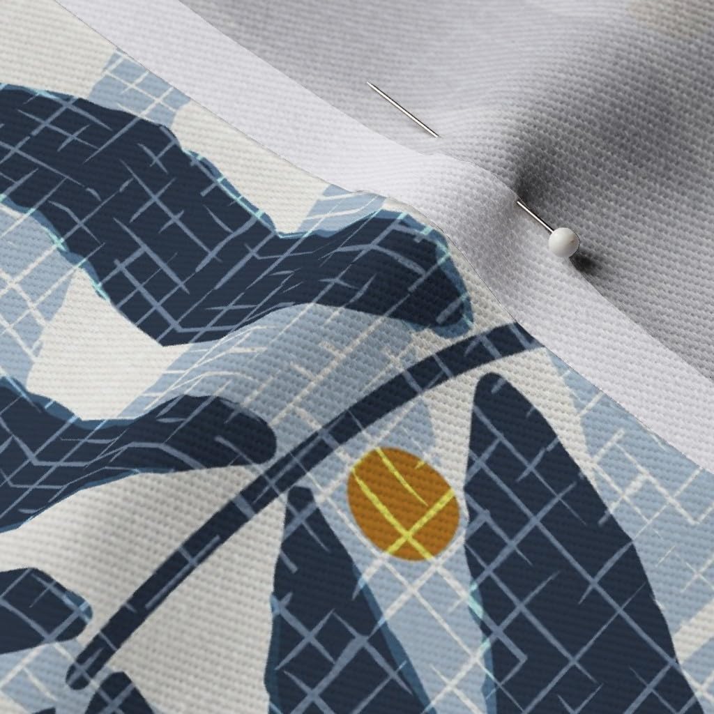Fraxinus Berries White Blue Leaves Printed Denim Fabric by Spoonflower - Fat Quarter for Home Decor, Upholstery & Apparel | Perfect for DIY Projects, Quilting & Fashion Design