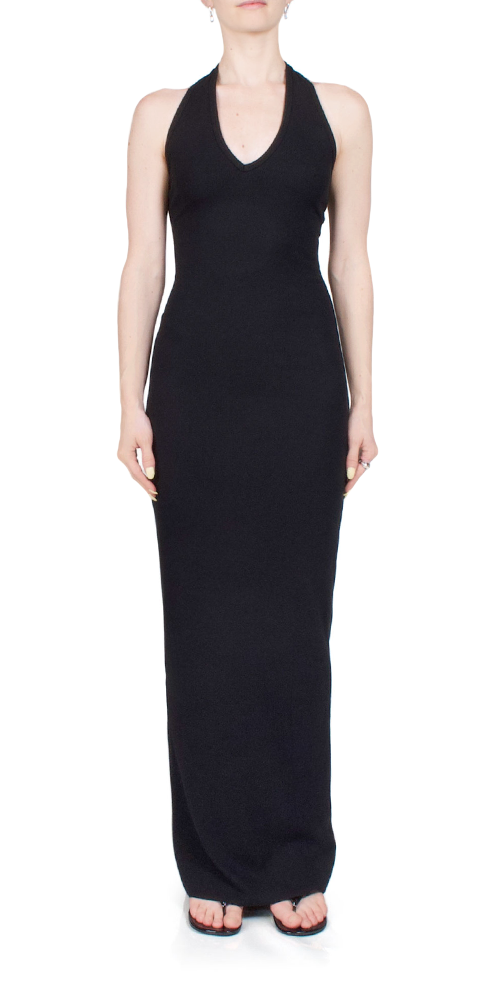 Elegant Black Halter Maxi Dress for Women - Summer Beach Wedding Party & Vacation Outfit