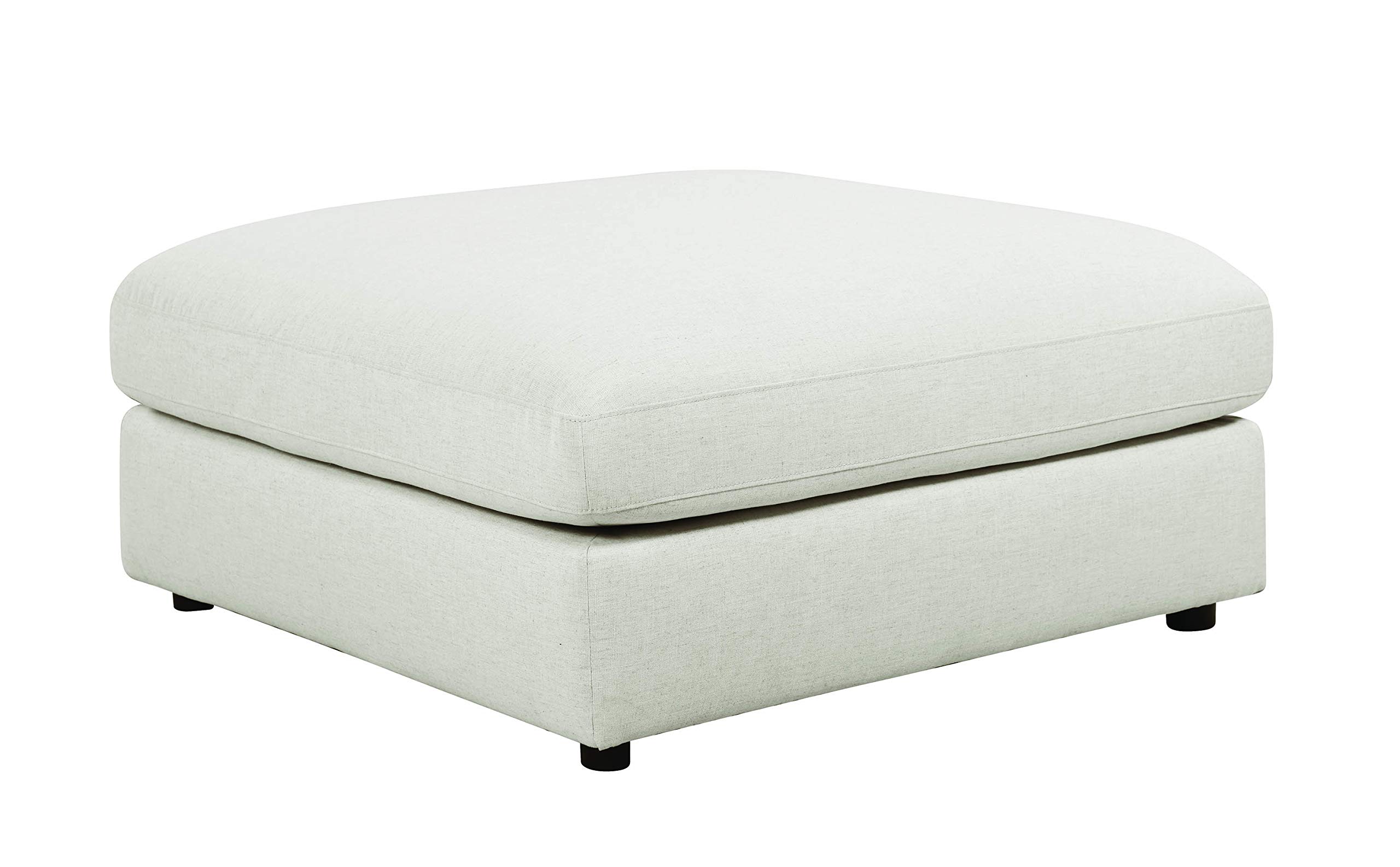 Benjara Beige Fabric Upholstered Wooden Storage Ottoman with Removable Cushion - Footrest, Coffee Table & Extra Seating for Living Room, Bedroom & Nursery