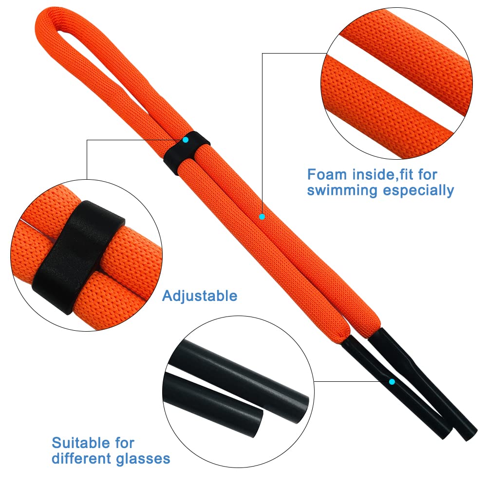 AFUNTA 8 PCS Adjustable Floating Sunglasses Straps - for Swimming, Surfing & Outdoor Safety