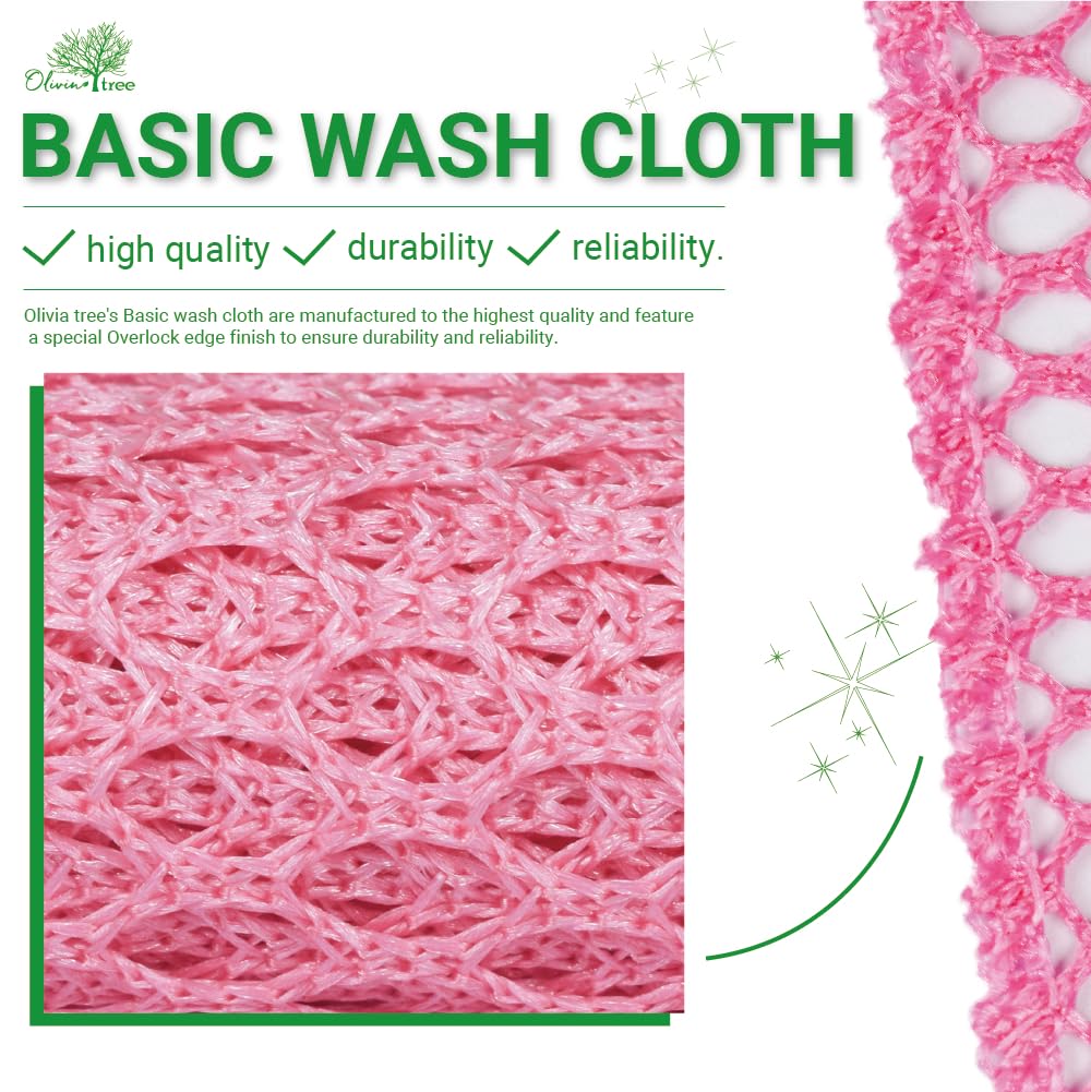 Olivia Tree 5-Pack Premium Dish Washing Net Cloths - Quick Dry Scrubber Sponge for Pots, Pans & Dishes (11x11 Inch) - Durable Kitchen Cleaning Pads for Easy Stain Removal & Grease Cutting