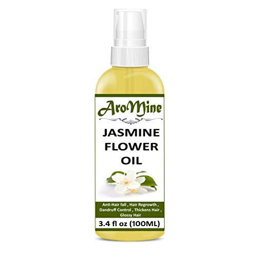 AroMine 100% Natural Jasmine Hair Oil for Hair Growth & Shine - Anti-Dandruff & Prevents Graying (100ml) - Perfect for Daily Hair Care & Scalp Treatment