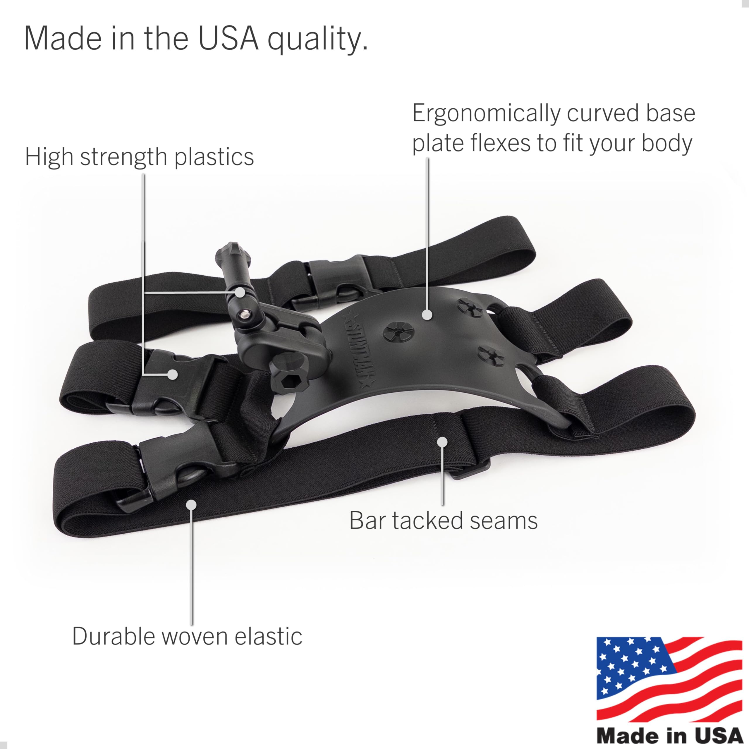 STUNTMAN 360 High Stability Shoulder Mount for Action Cameras - Compatible with GoPro, DJI Osmo (Action 5 Pro, 4, 3, 2), Insta360 (Ace Pro, Ace, ONE RS, ONE R) - Perfect for Vlogging, Sports Filming, and Adventure Travel