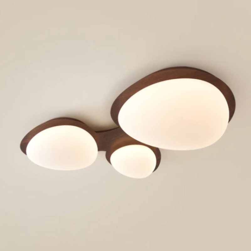 Modern Walnut Wood Nest Ceiling Light Fixture - Stylish Pendant Lamp for Living Room, Bedroom & Dining Area