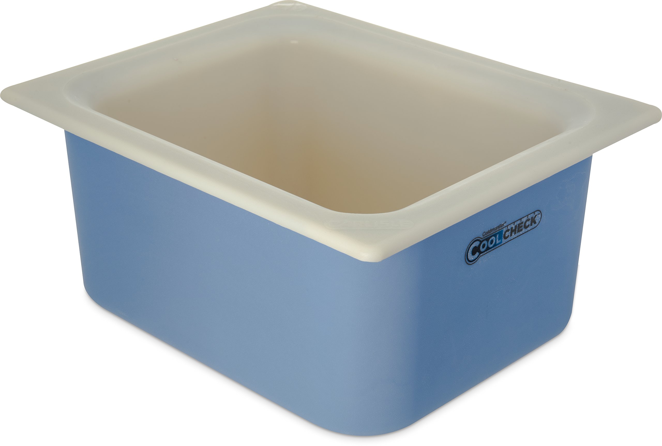 Carlisle FoodService Coldmaster Coolcheck 6-Quart Plastic Food Pans - White & Blue Commercial-Grade Cold Food Containers for Catering, Restaurants & Kitchen Use | Perfect for Buffet Serving, Salad Storage & Food Prep