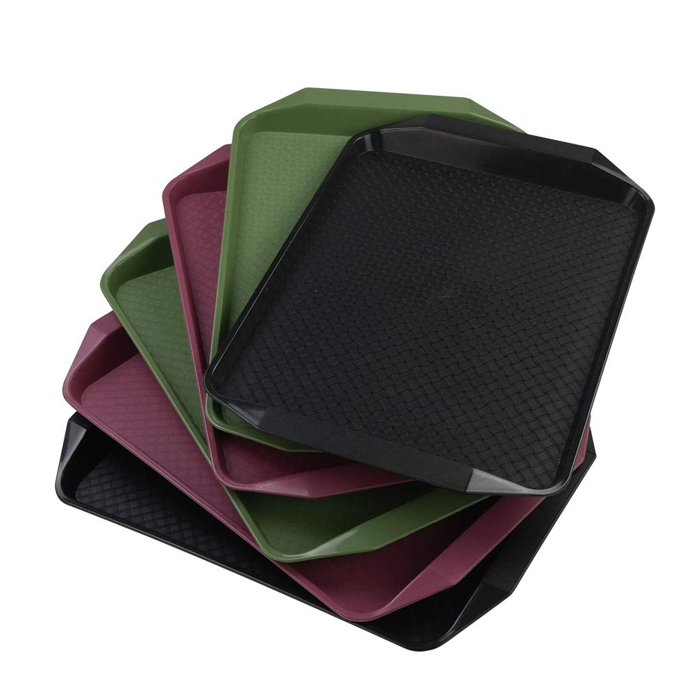 6 Packs Plastic Fast Food Trays - Durable Colored Serving Trays for Restaurants, Cafes, and Catering | Perfect for Parties, Picnics, and Food Service