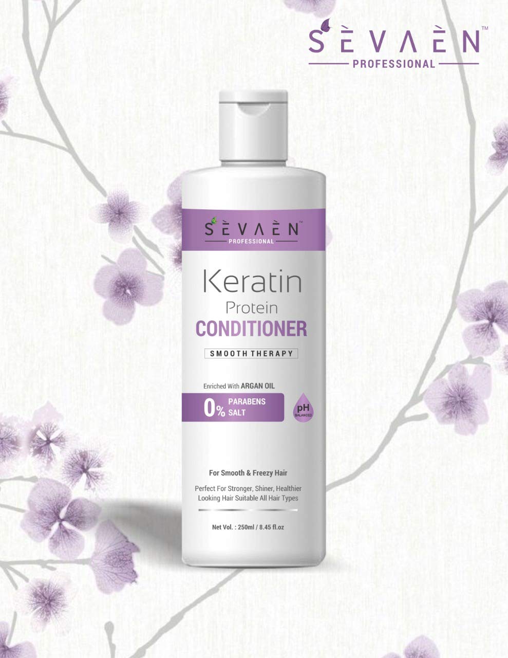 Keratin & Argan Oil Smooth Therapy Conditioner 250ml - Deep Hydrating Hair Treatment for Frizz-Free, Silky Smooth Hair - Sulfate & Paraben Free - Perfect for Dry, Damaged & Curly Hair Care Routine