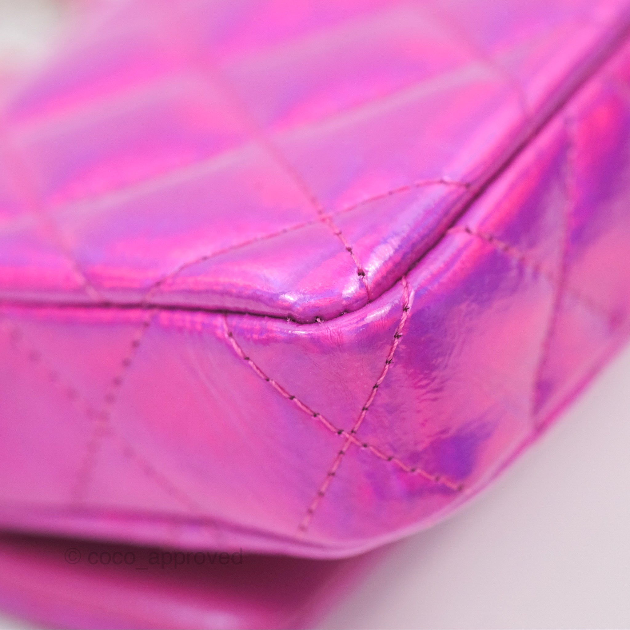 Chanel Fuchsia Iridescent Mirror Goatskin Card Holder with Hook - Luxury Wallet for Women, Perfect for Everyday Use & Travel Accessories