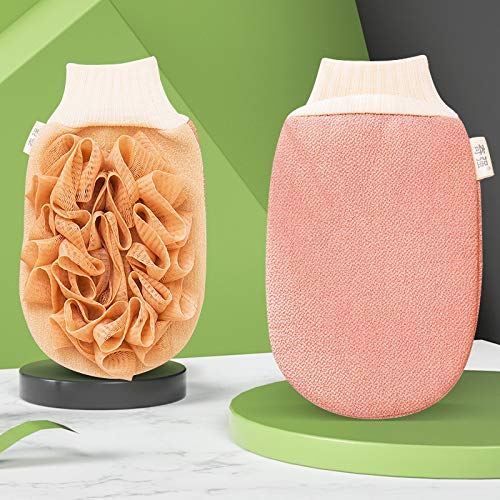 Exfoliating Gloves for Women & Men - 1 Pair Dual Purpose Shower Scrub Mittens, Exfoliating Bath Towel with Viscose/Sponge/PE Material - Body Scrubber for Smooth Skin (Color: C) - Perfect for Spa, Shower & Dry Brushing Routine