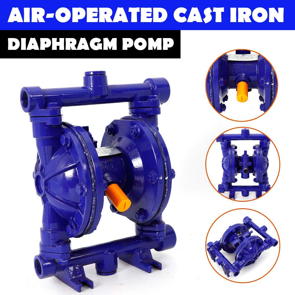 1/2 Inch Air-Operated Double Diaphragm Pump - Cast Iron Construction for Low Viscosity Petroleum & Chemical Fluids - US Stock - Ideal for Industrial Transfer, Chemical Processing & Fluid Handling Applications