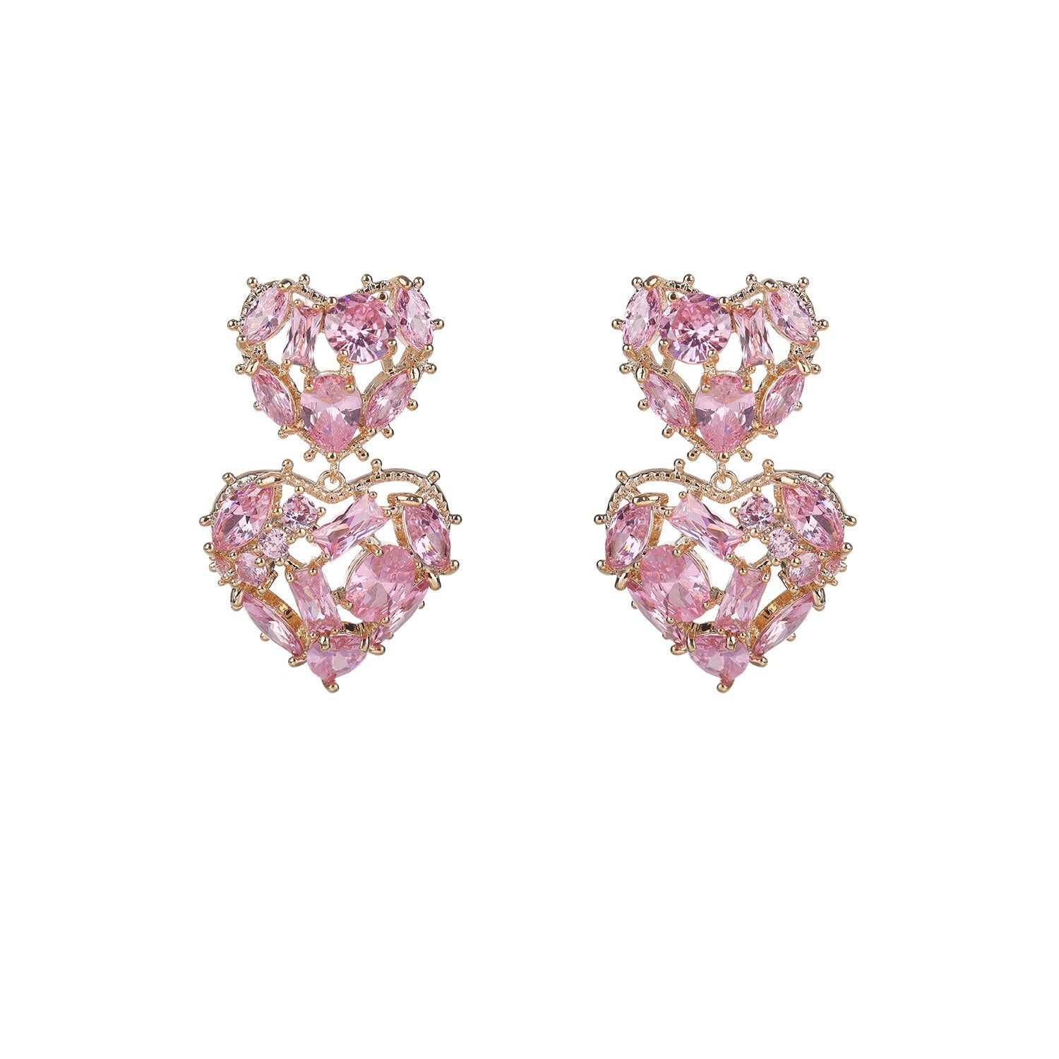 Cubic Zirconia CZ Heart Stud Earrings for Wedding, Anniversary & Birthday - Sparkling Crystal Love Jewelry Gift for Women & Girls - Perfect for Brides, Valentines Day & Special Occasions
