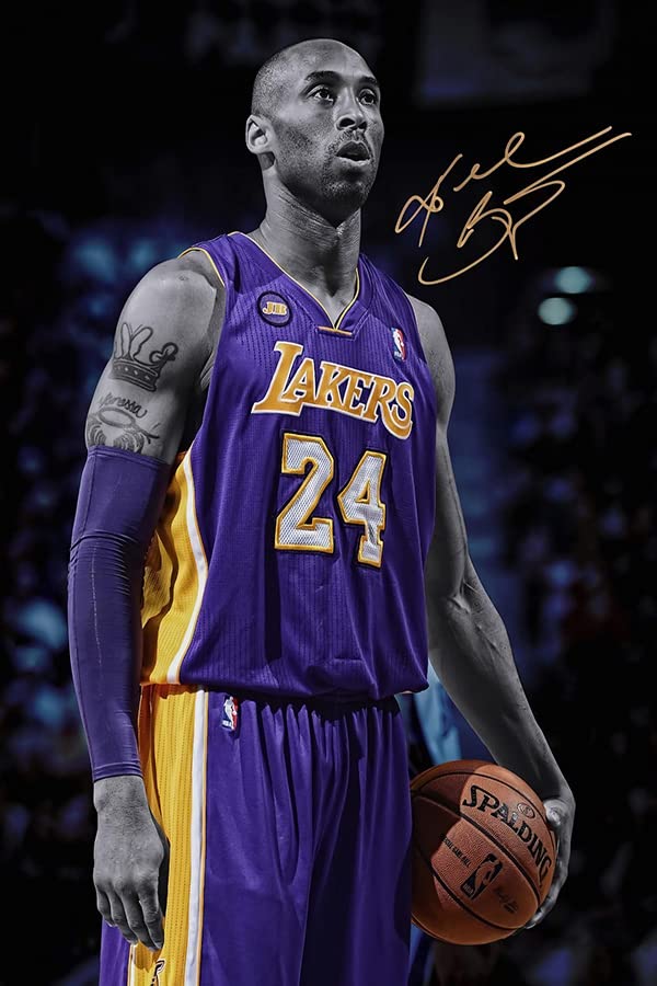 Kobe Bryant NBA Basketball Poster - Purple & Gold Wall Art Print - 11x17 Inch (28x43cm) Matte Frameless Decor for Bedroom, Man Cave & Office - Perfect Gift for Basketball Fans & Lakers Supporters