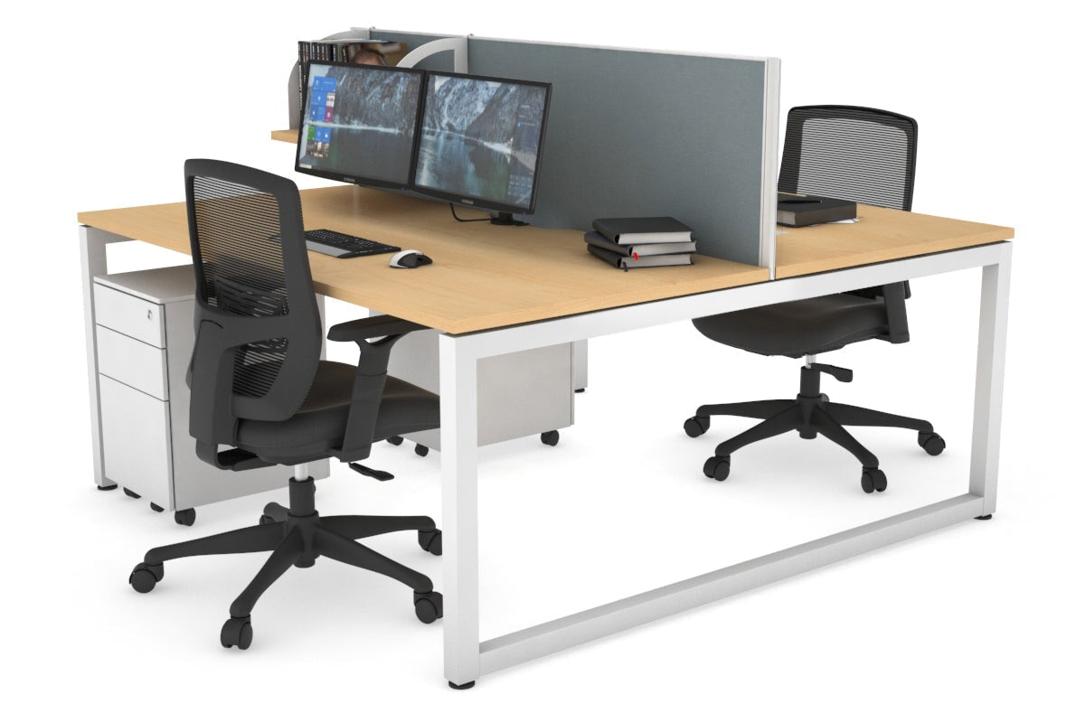 Quadro Loop Legs 2 Person Office Workstation - 1600L x 800W with Cable Management - Modern Shared Desk for Collaborative Workspaces & Home Offices