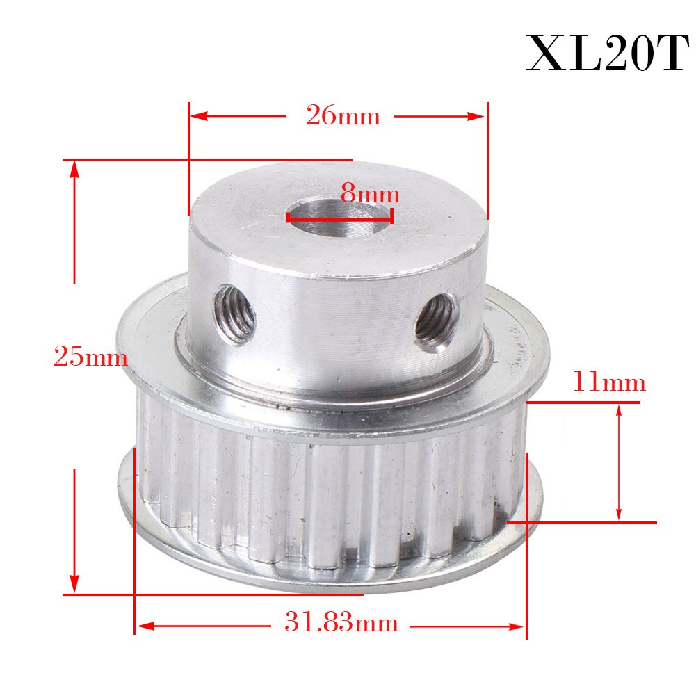 High-Quality Timing Pulley - 8mm Bore XL20 Teeth Aluminum Synchronous Wheel for 3D Printers & CNC Machines | Compatible with 10mm Width Belt | Perfect for DIY Robotics, Automation Projects & Industrial Applications