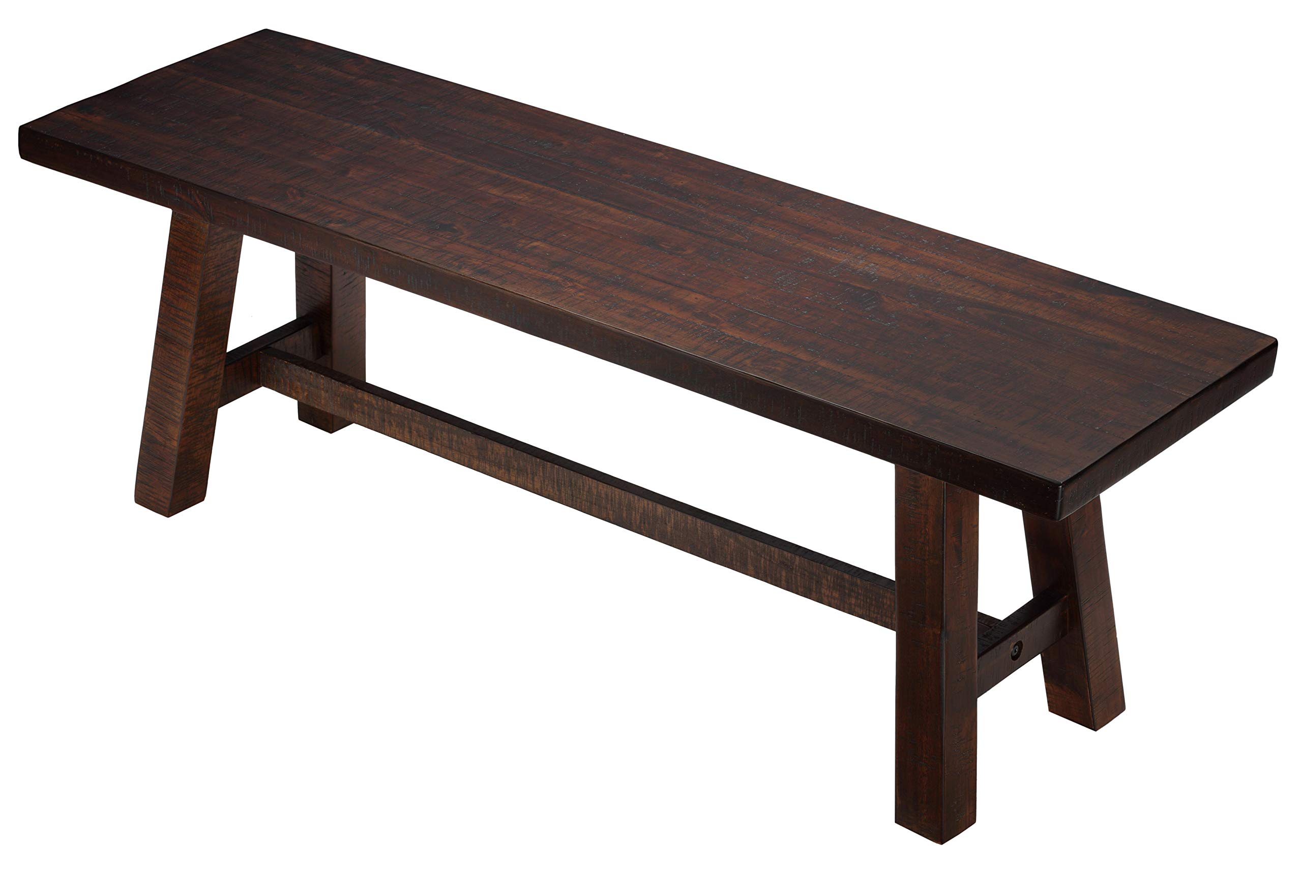 Cortesi Home Figi Dining Bench - Rustic Solid Wood Kitchen Bench with Backrest - Perfect for Farmhouse, Dining Room, and Kitchen Seating