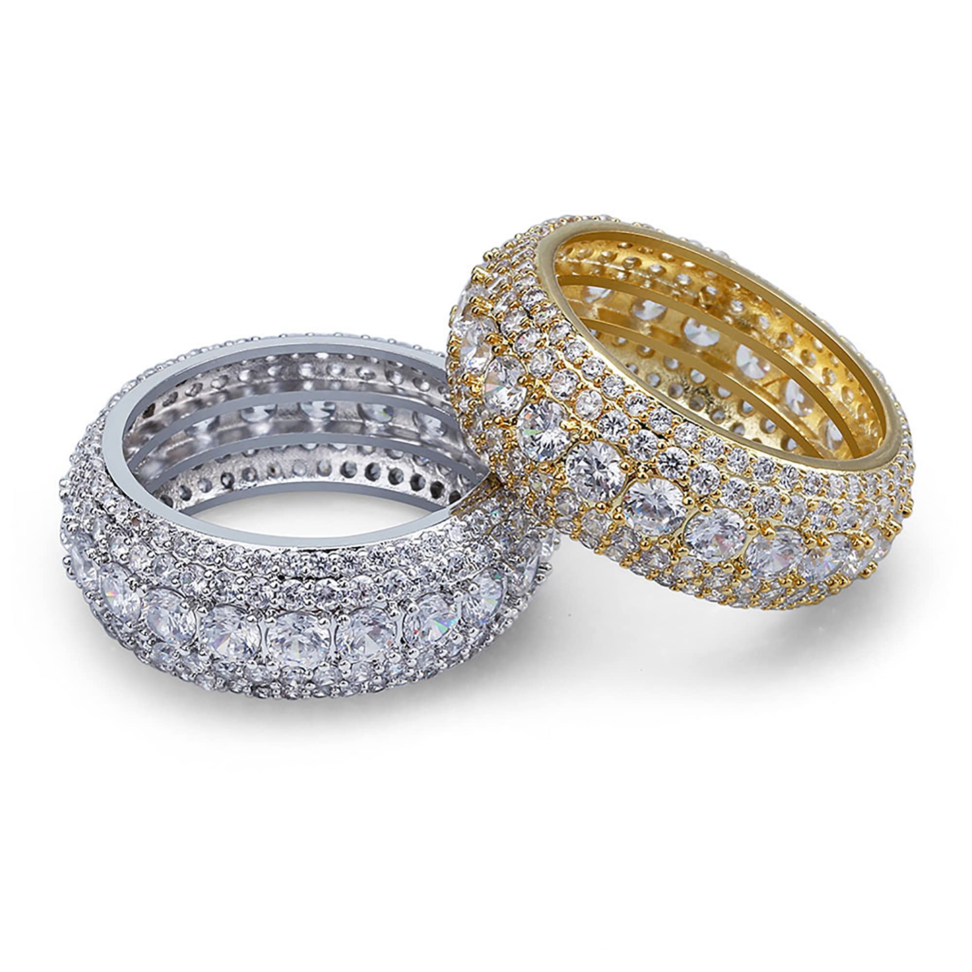 Men's Iced Out Hip Hop Cubic Zirconia Ring - Bling Diamond CZ Wedding Band for Engagement, Anniversary & Eternity - Perfect for Men & Women (Gift for Him/Her, Prom, Party, Special Occasions)