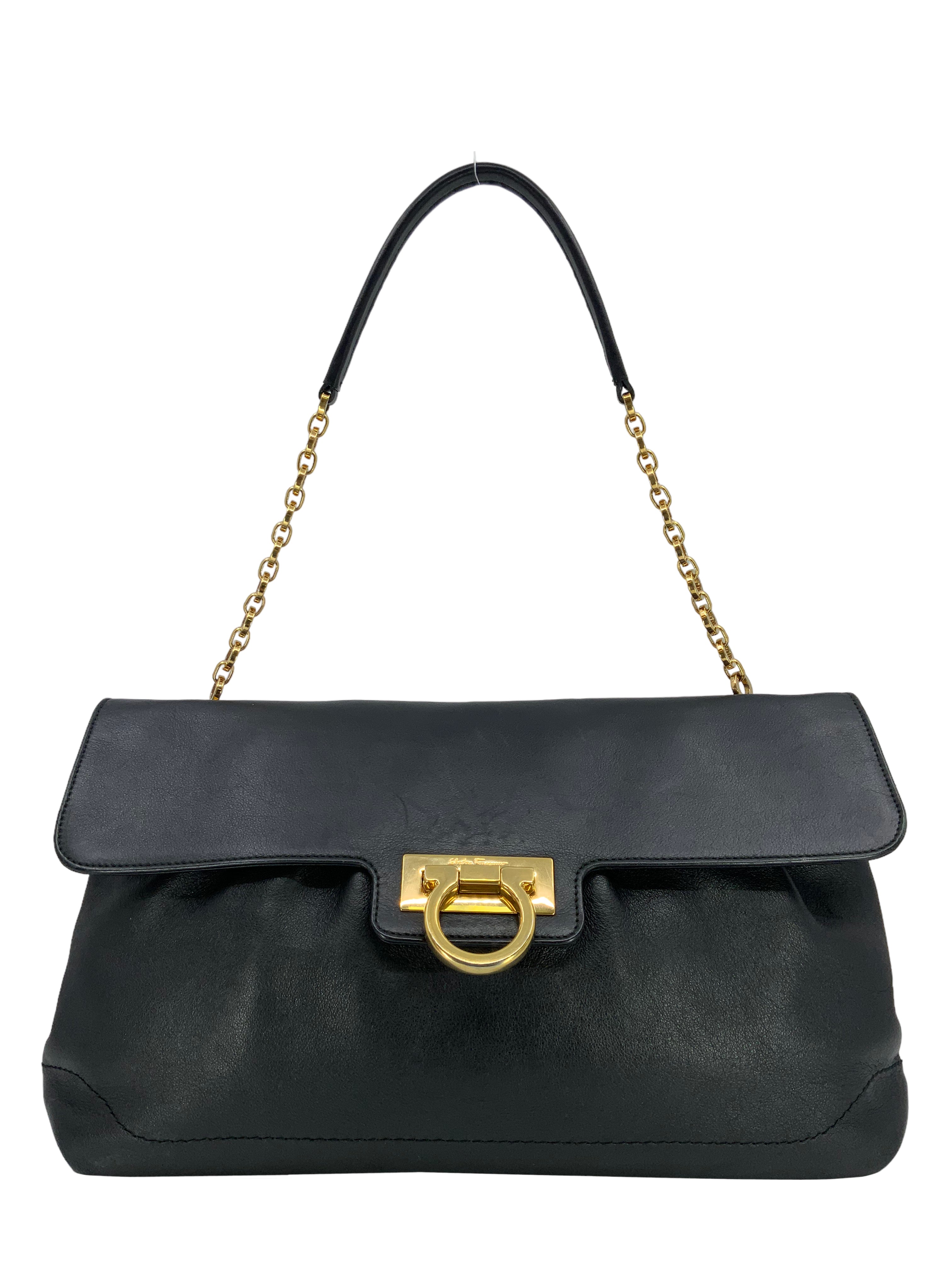 Salvatore Ferragamo Gancini Leather Flap Shoulder Bag for Women | Luxury Designer Handbag | Perfect for Work, Travel & Evening Events