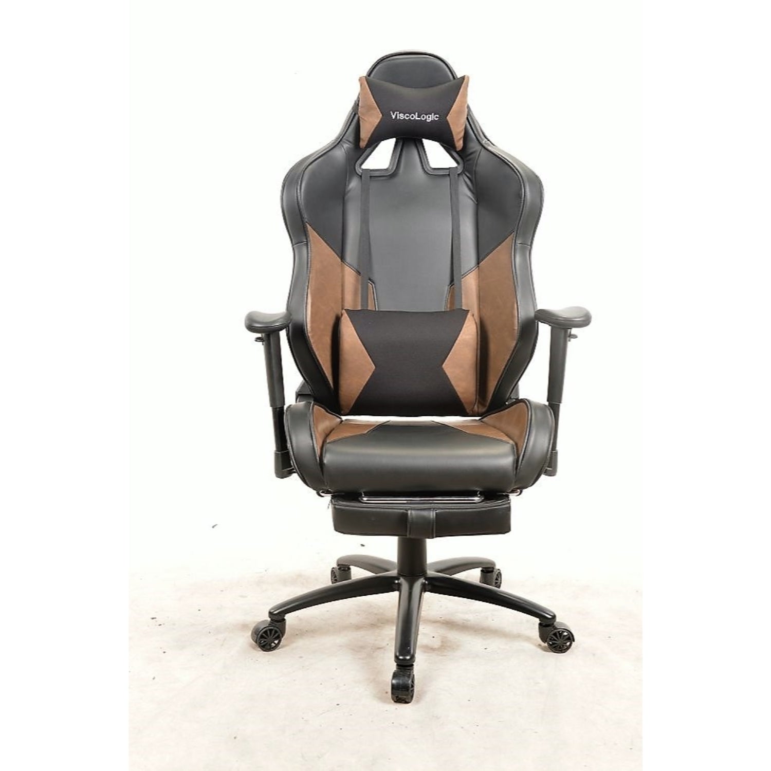 FOOTEST 7608 Ergonomic Gaming Chair - Black & Brown - High Back Racing Style with Lumbar Support for PC, Office, and Esports Gaming Setup