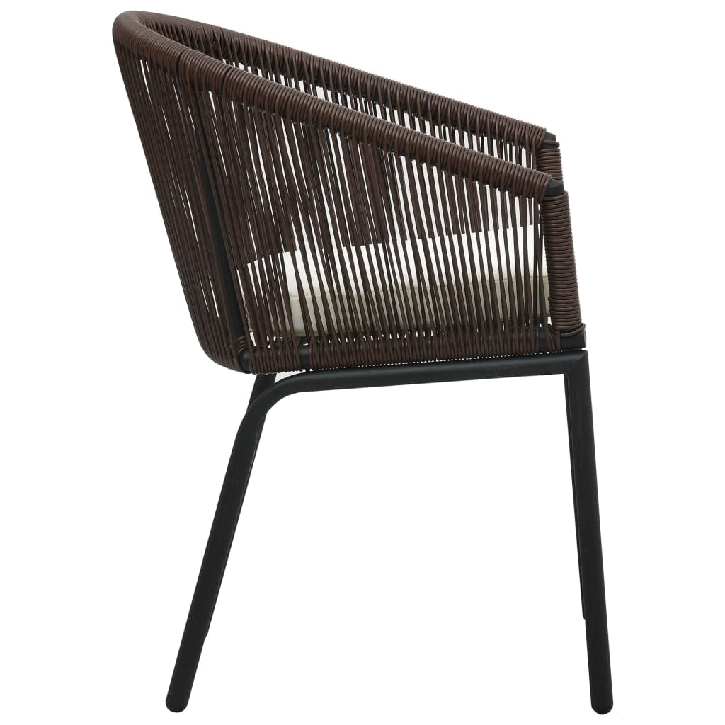 VidaXL 3-Piece Patio Bistro Set with Cushions - Brown PE Rattan Outdoor Furniture with Round Glass Tabletop - Perfect for Garden, Balcony, and Backyard Relaxation