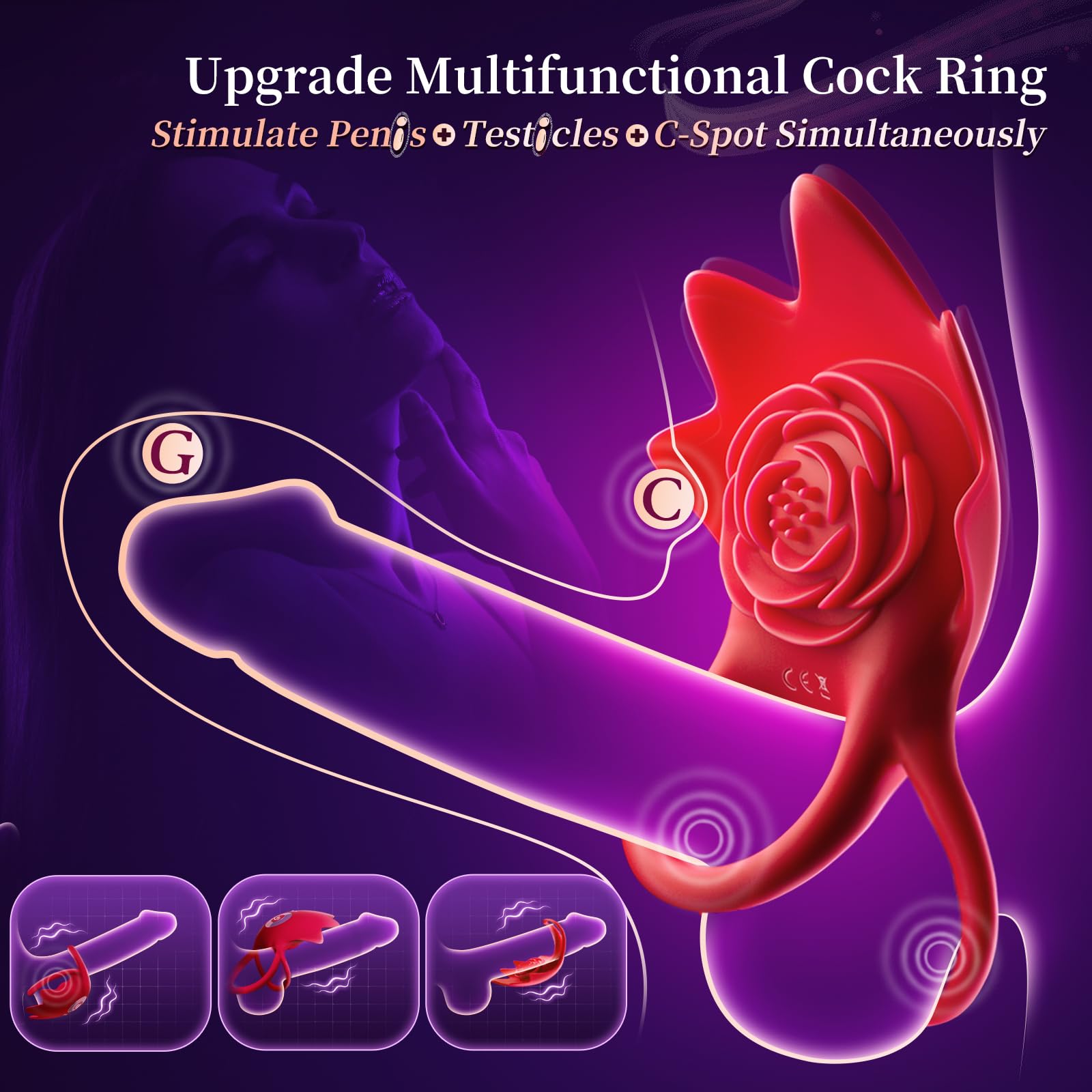 **APP Controlled Vibrating Cock Ring for Men - Silicone Penis Ring with Rose Clitoral Stimulator, Multi-Speed Couples Sex Toy for Enhanced Pleasure - Perfect for Couples Play & Spicing Up Intimacy**